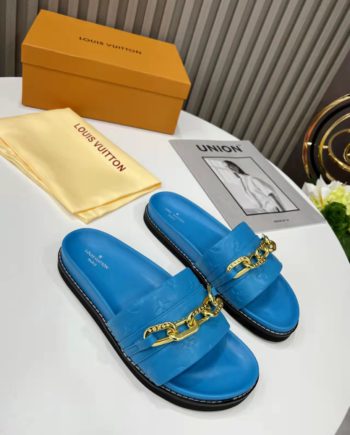 louis vuitton Sunset Flat Comfort Mule Blue For Women LV