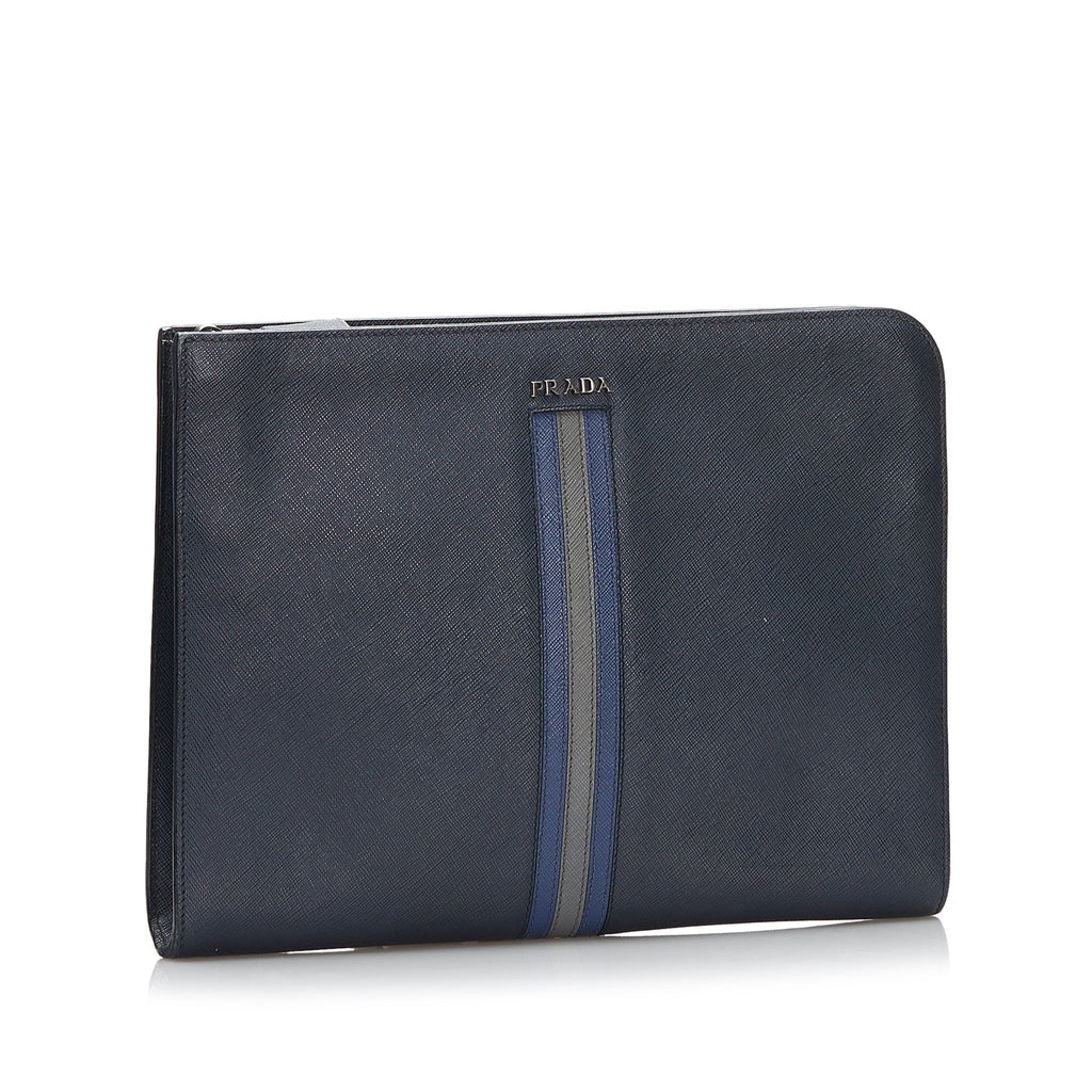 PRADA Saffiano Zip Around Portfolio Clutch Bag