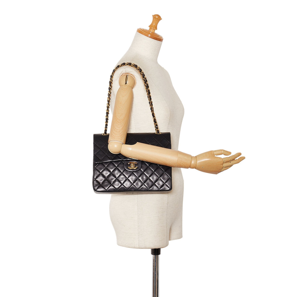 CHANEL Medium Tall Classic Lambskin Double Flap Shoulder Bag