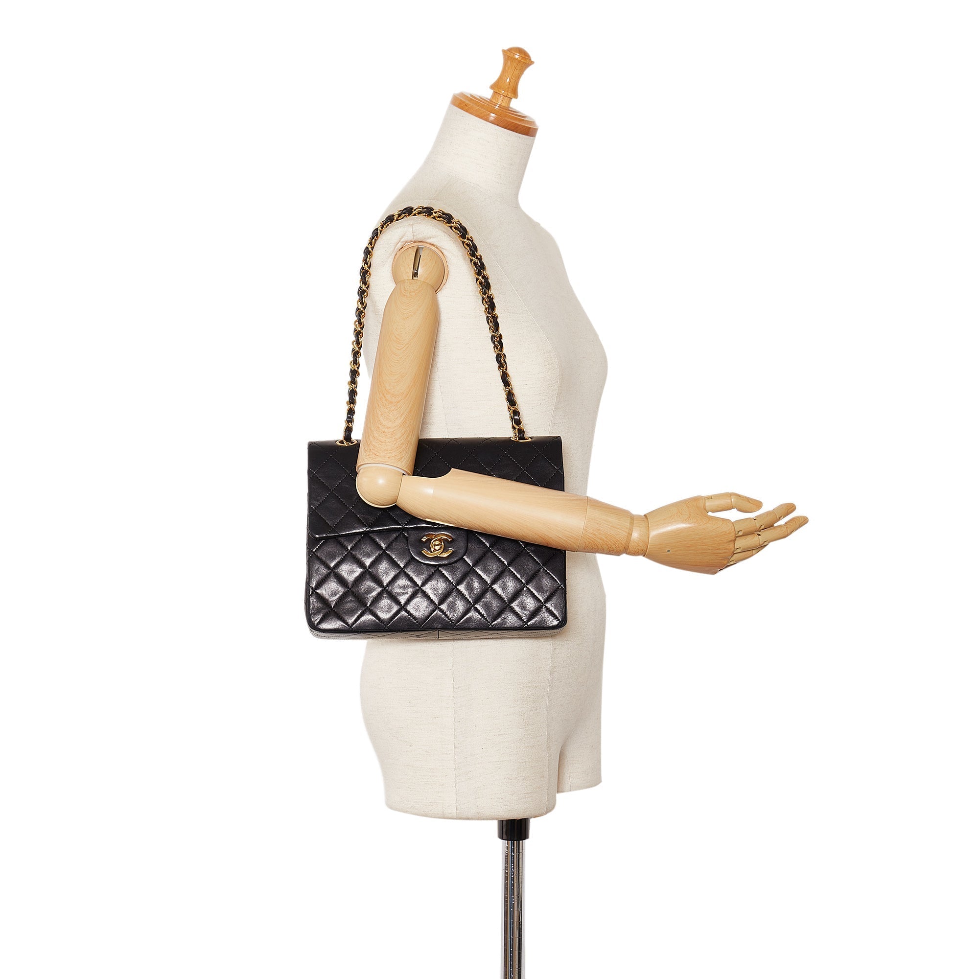 CHANEL Medium Tall Classic Lambskin Double Flap Shoulder Bag