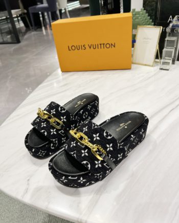 louis vuitton Jumbo Flatform Mule Black For Women LV