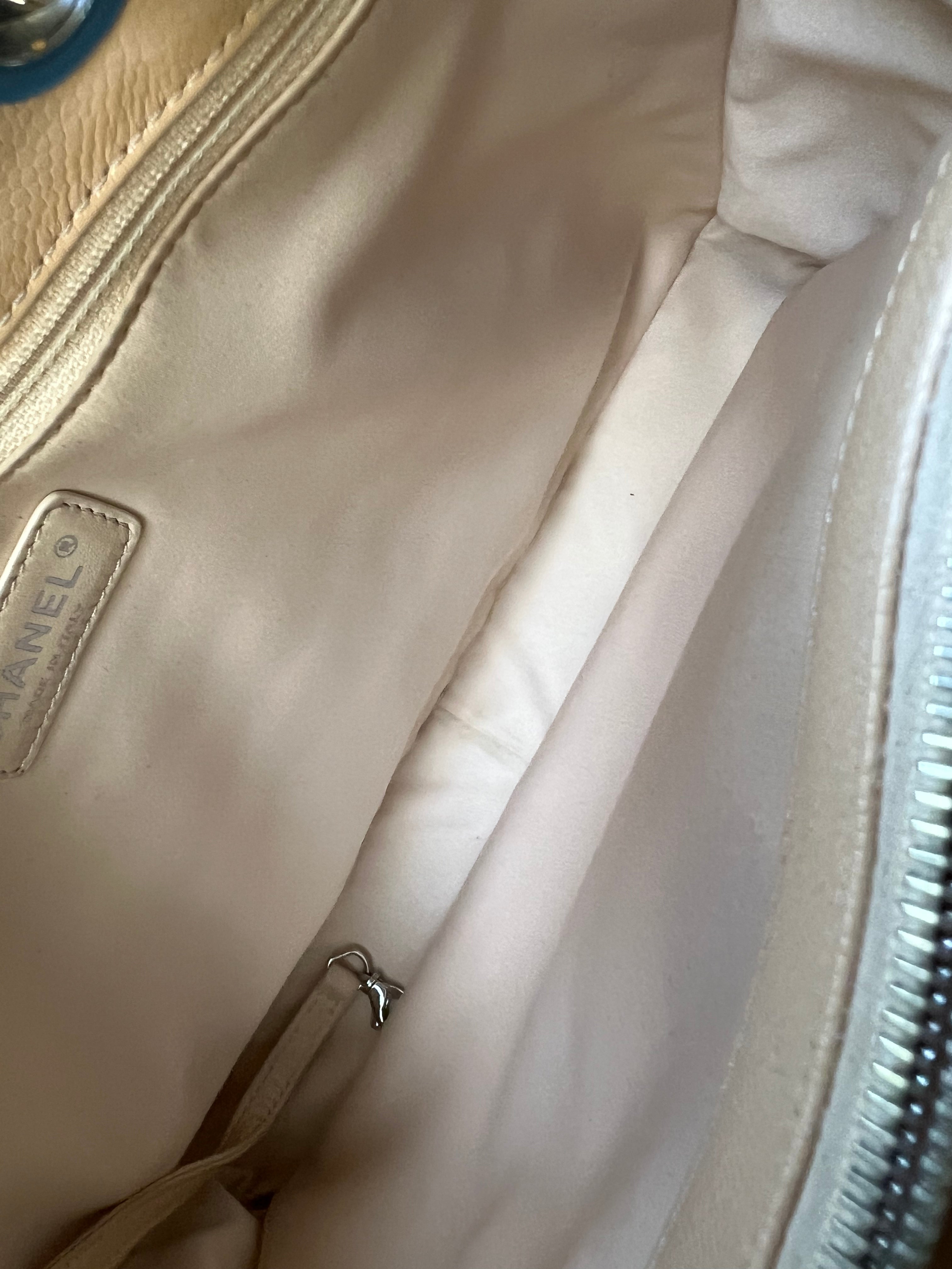 Chanel Light Beige Caviar Grand Shopper Tote with silver hardware (GST)