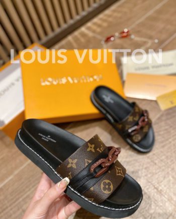 louis vuitton Sunset Flat Comfort Mule Black/Brown For Women LV