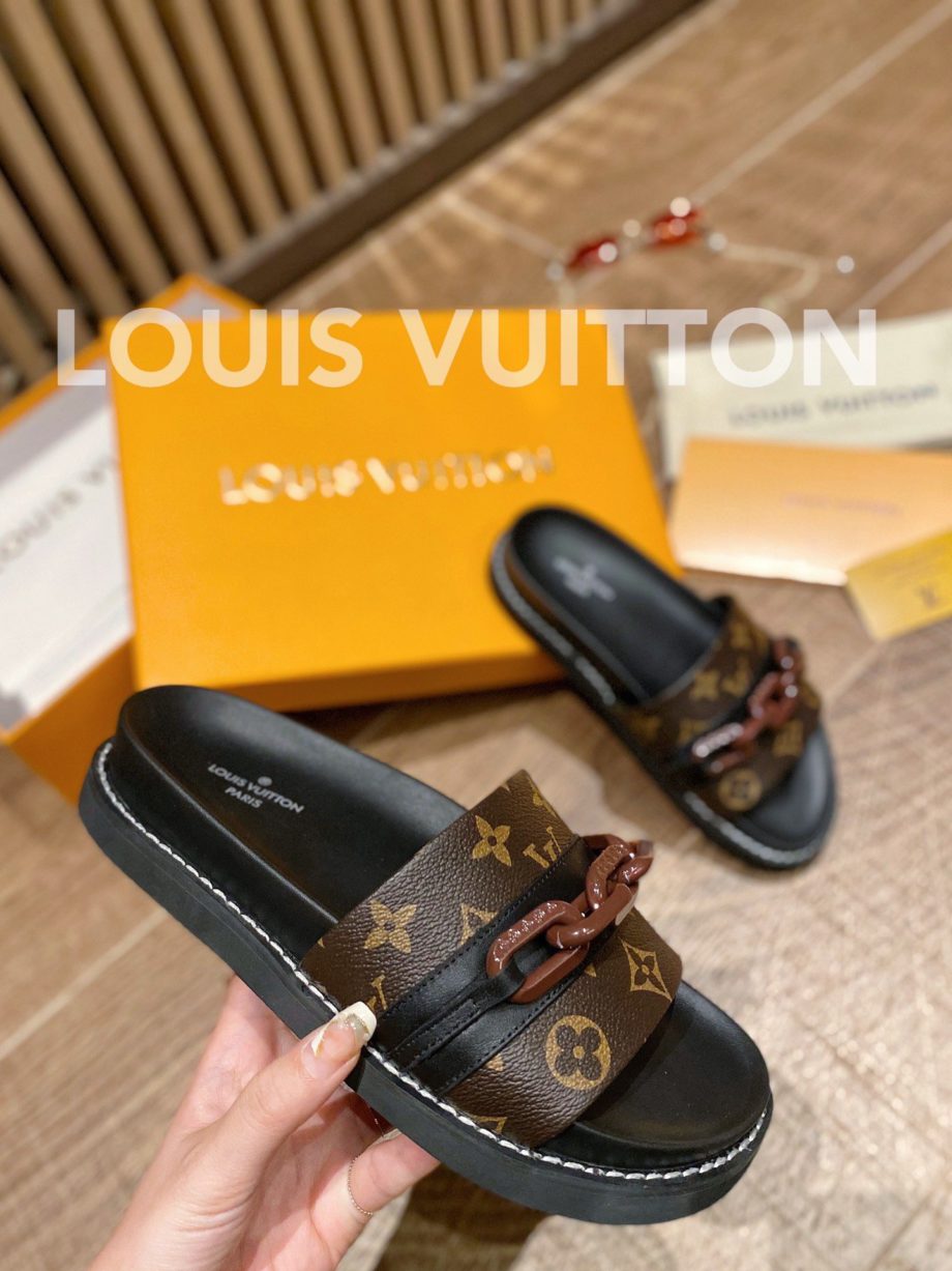 louis vuitton Sunset Flat Comfort Mule Black/Brown For Women LV