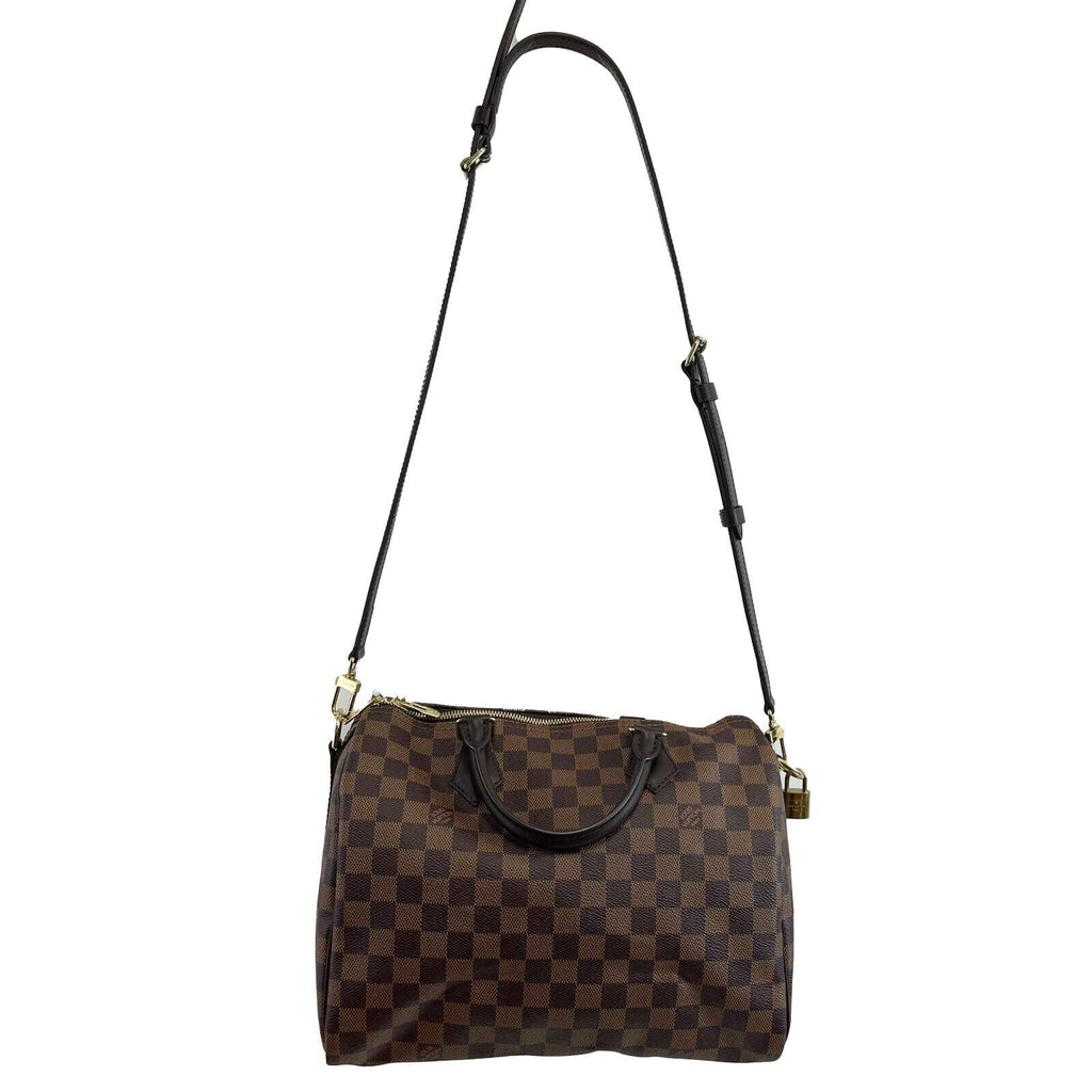 LOUIS VUITTON Excellent Damier Ebene Speedy Bandouliere 30 Brown Handbag