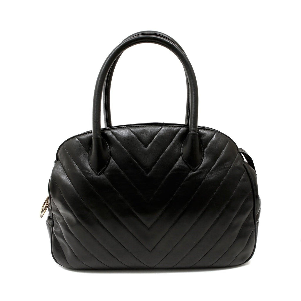 Chanel Black Chevron Leather Vintage Day Bag