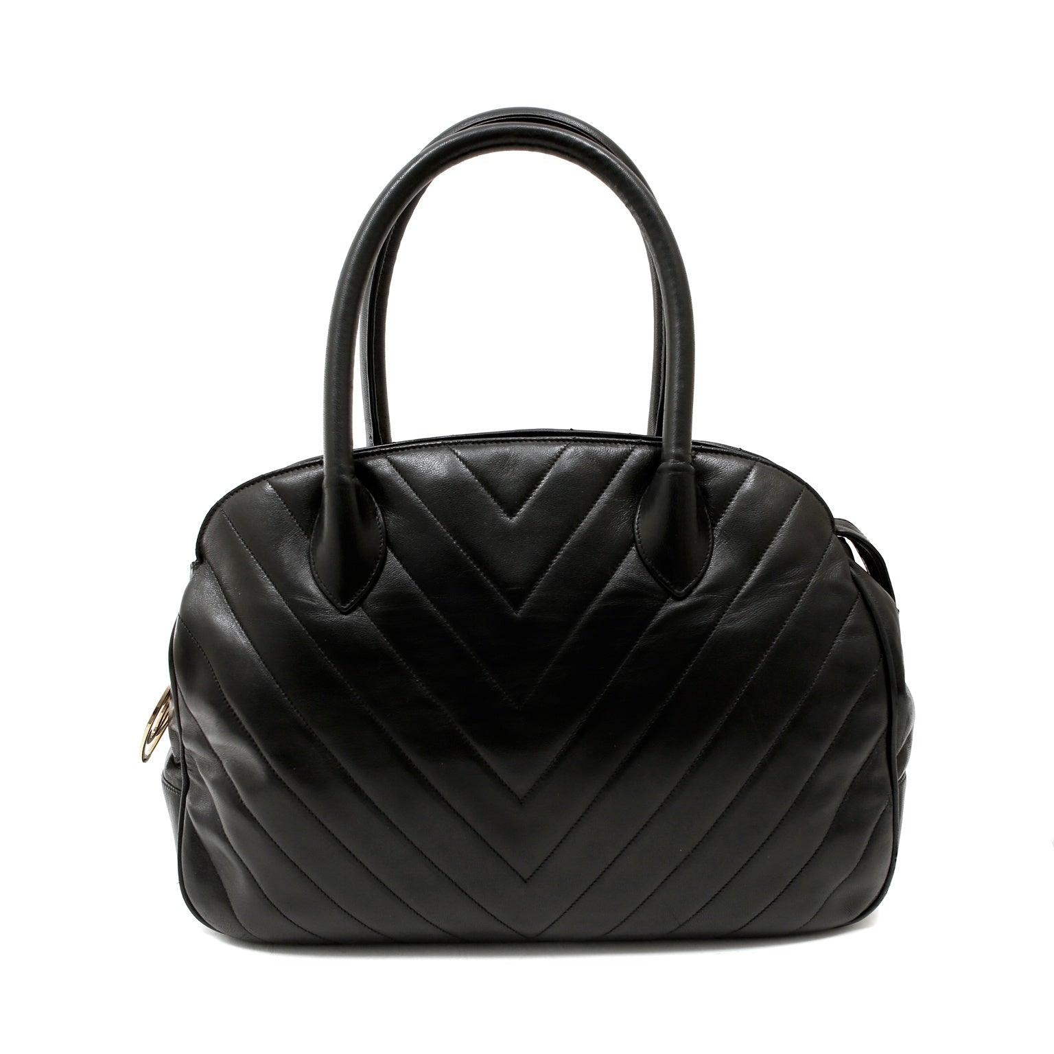 Chanel Black Chevron Leather Vintage Day Bag
