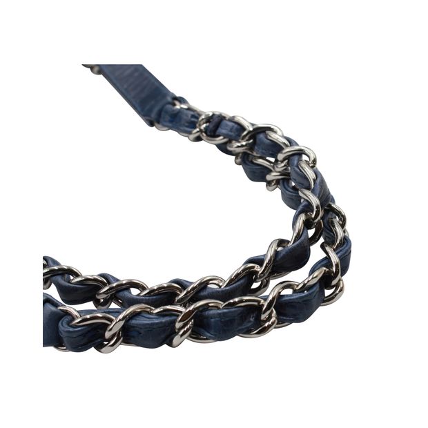CHANEL Dark Blue Quilted Mademoiselle Leather Bag 2011