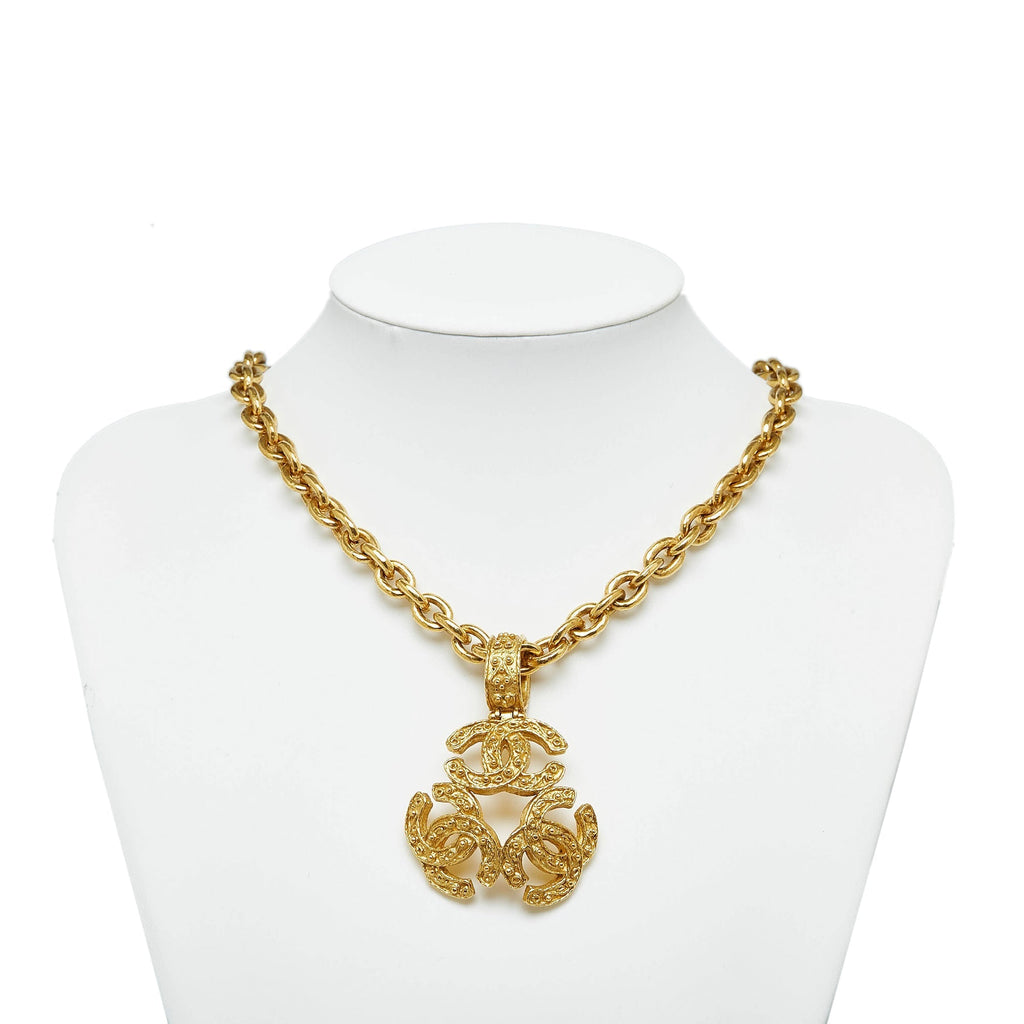 CHANEL Triple Coco Necklace Costume Necklace