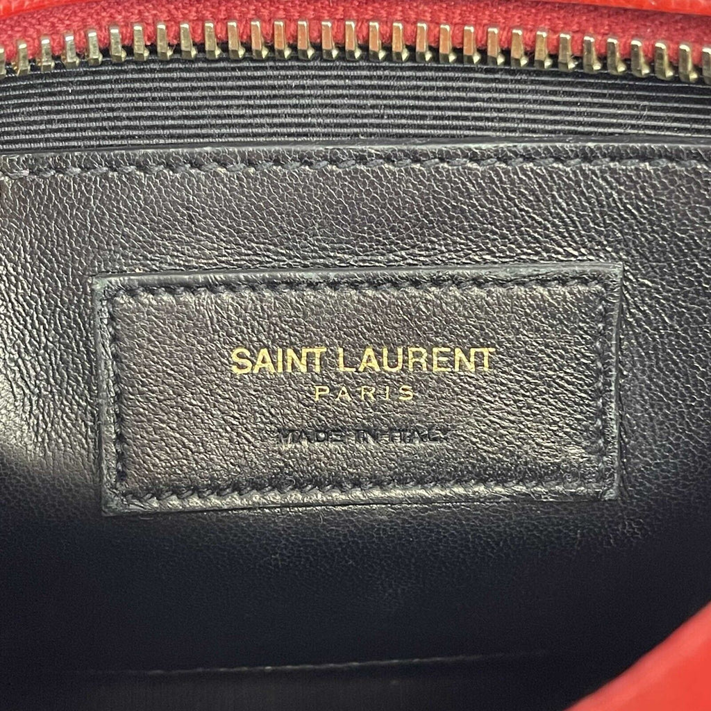 SAINT LAURENT - Grain de Poudre Classic Monogram Small Red Camera Bag Crossbody