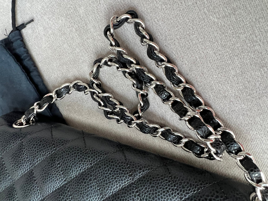 Chanel East West Flap in Black Caviar Silver Hardware