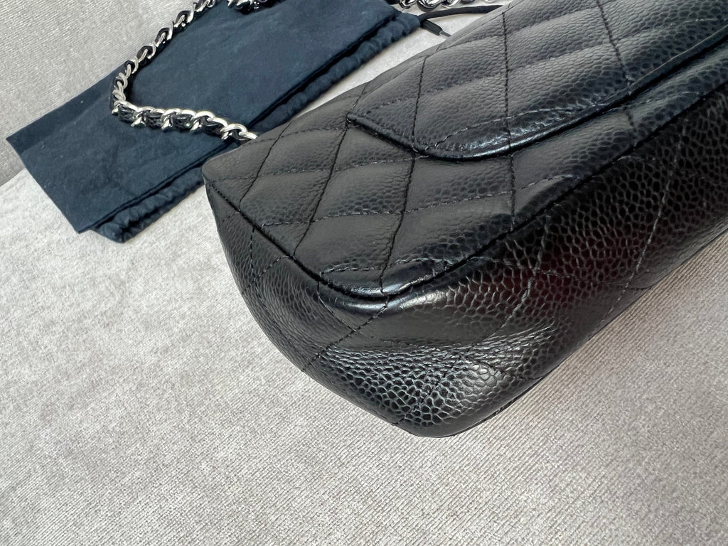 Chanel East West Flap in Black Caviar Silver Hardware