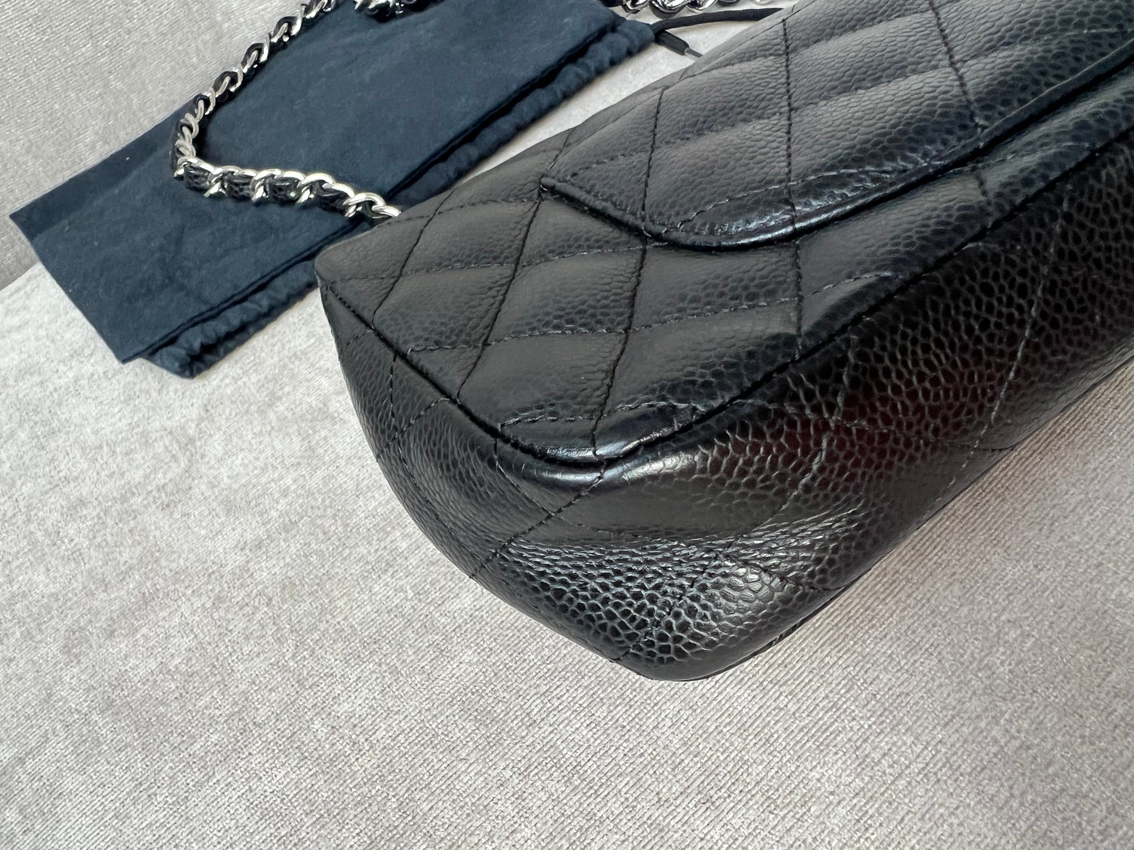 Chanel East West Flap in Black Caviar Silver Hardware