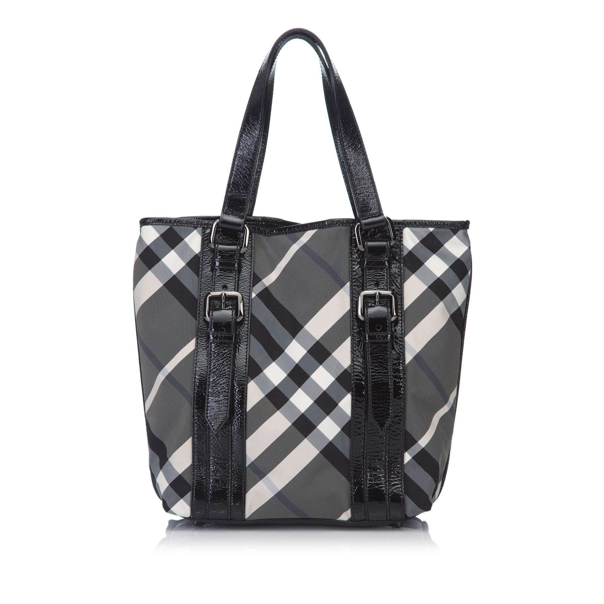 Pre-Loved Burberry Black Patent Leather Woven Shoulder Bag United Kingdom