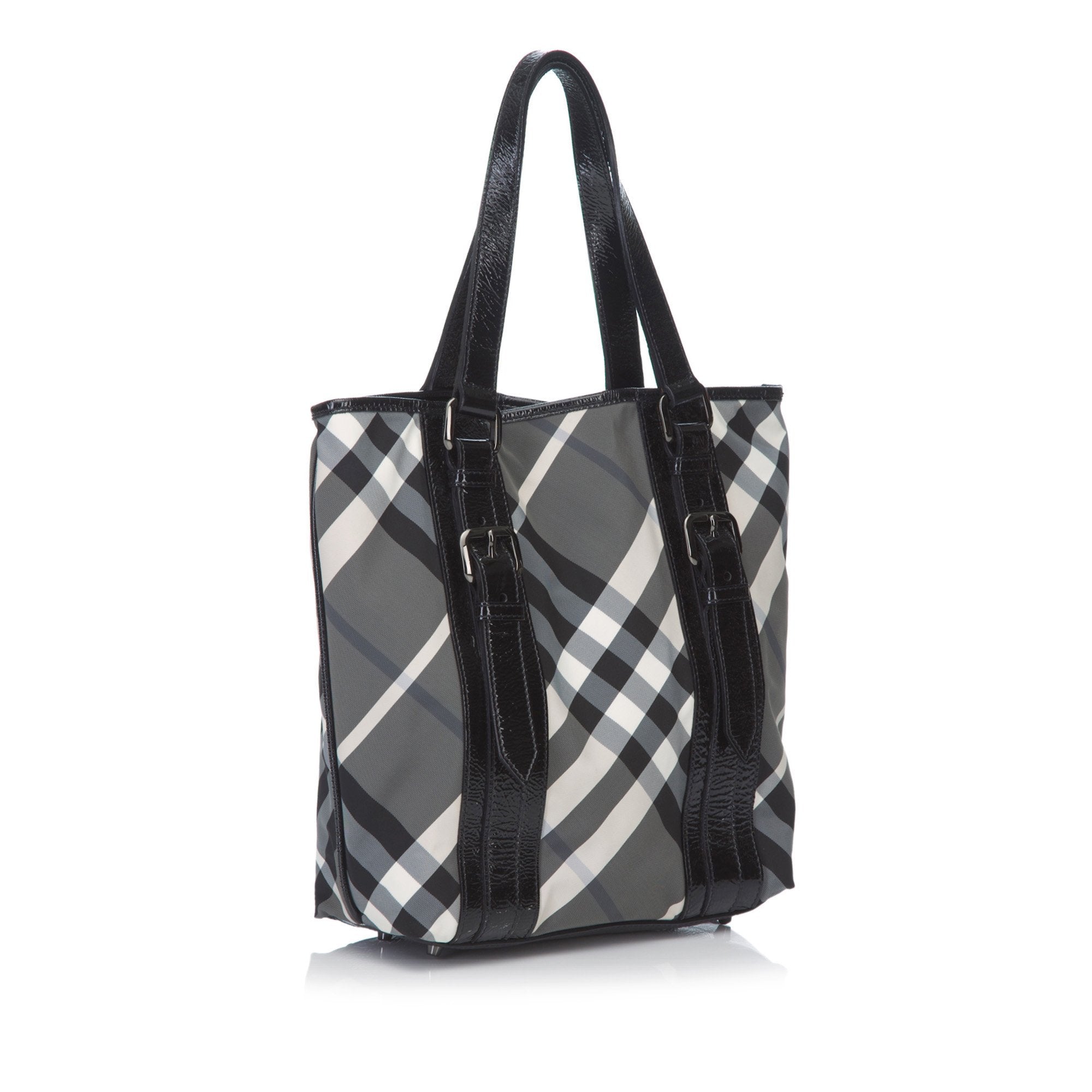 Pre-Loved Burberry Black Patent Leather Woven Shoulder Bag United Kingdom