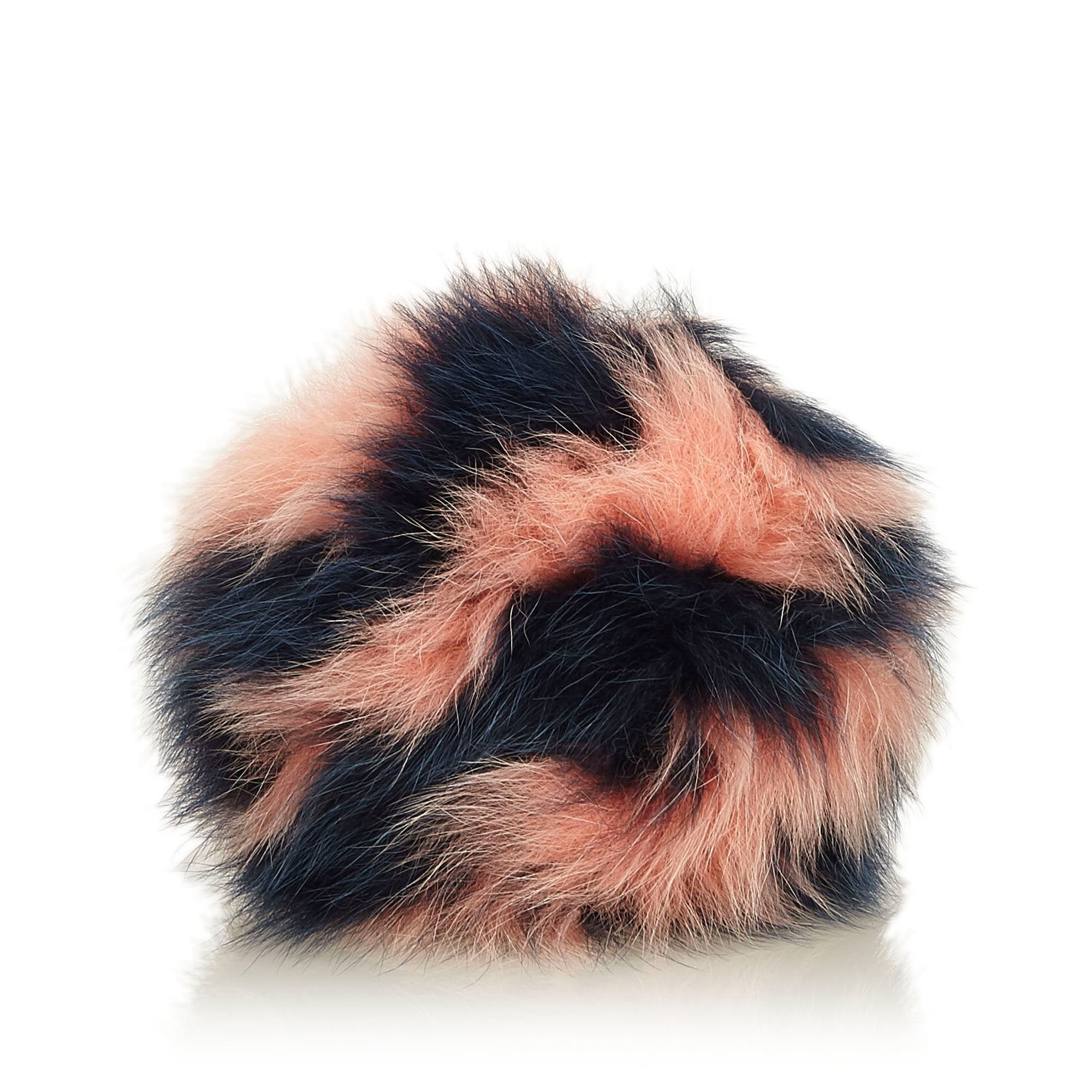 Pre-Loved Fendi Blue Navy Fur Natural Material Pom-Pom Bag Charm Italy