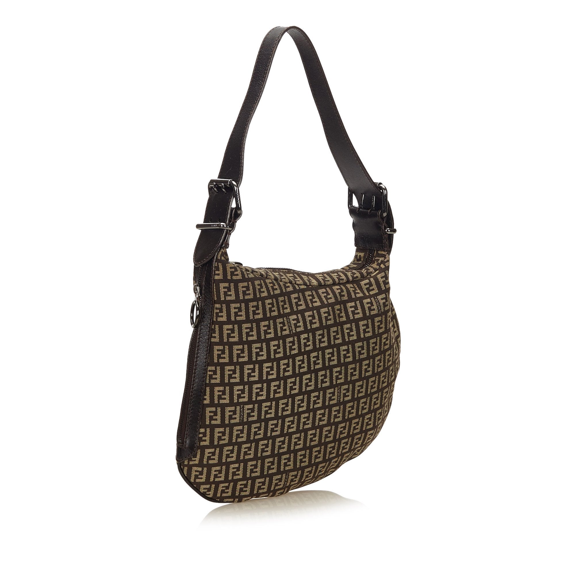 Pre-Loved Fendi Brown Canvas Fabric Zucchino Shoulder Bag Italy