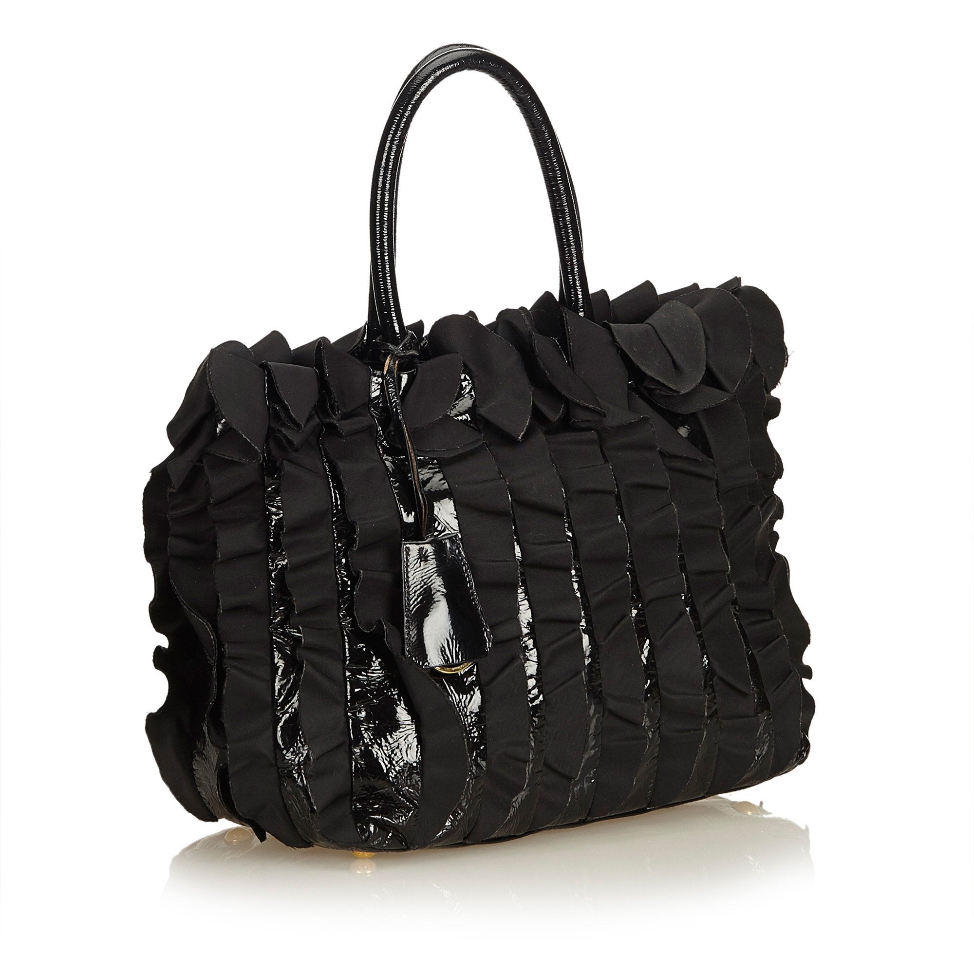 Pre-Loved Prada Black Nylon Fabric Gathered Tote Bag Italy