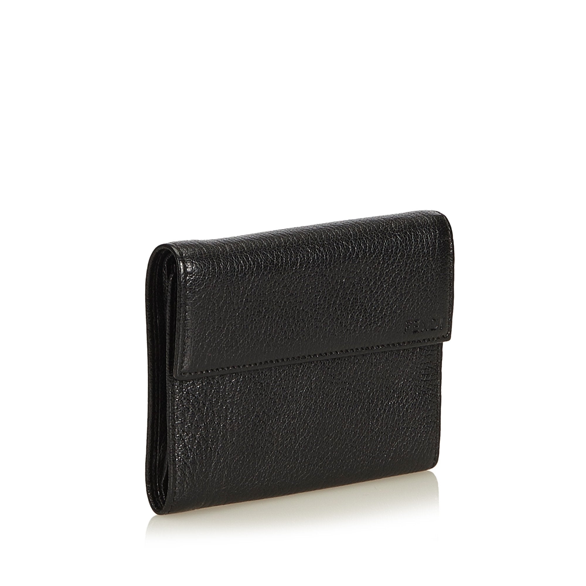 Pre-Loved Fendi Black Others Leather Tri-fold Small Wallet Italy