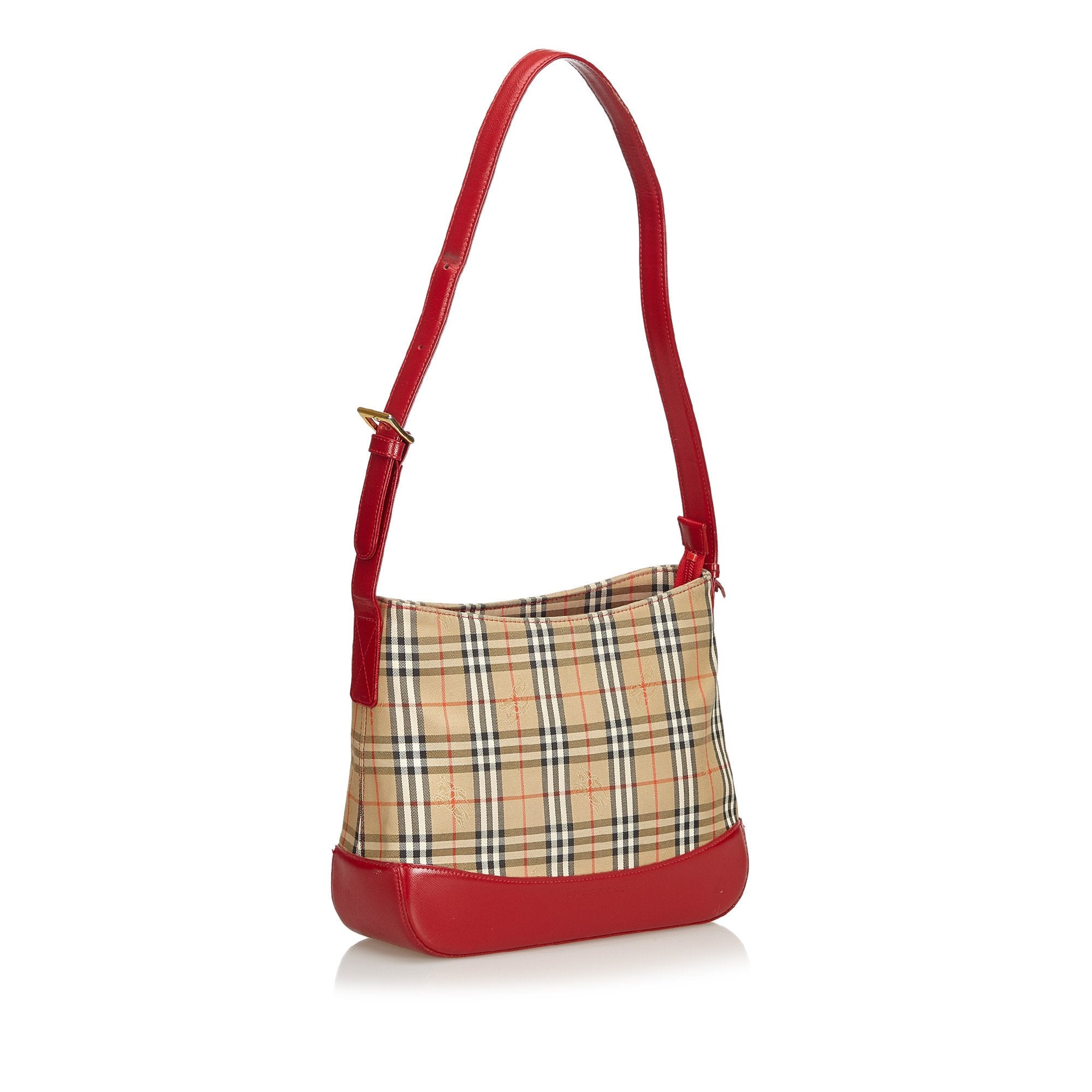 Pre-Loved Burberry Brown Beige Jacquard Fabric Shoulder Bag United Kingdom