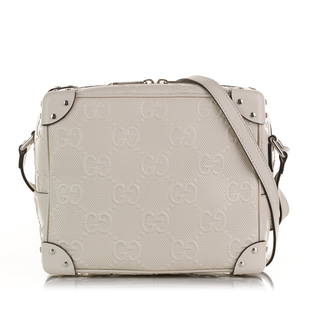 Gucci Square Bag White Perforated GG Embossed Leather