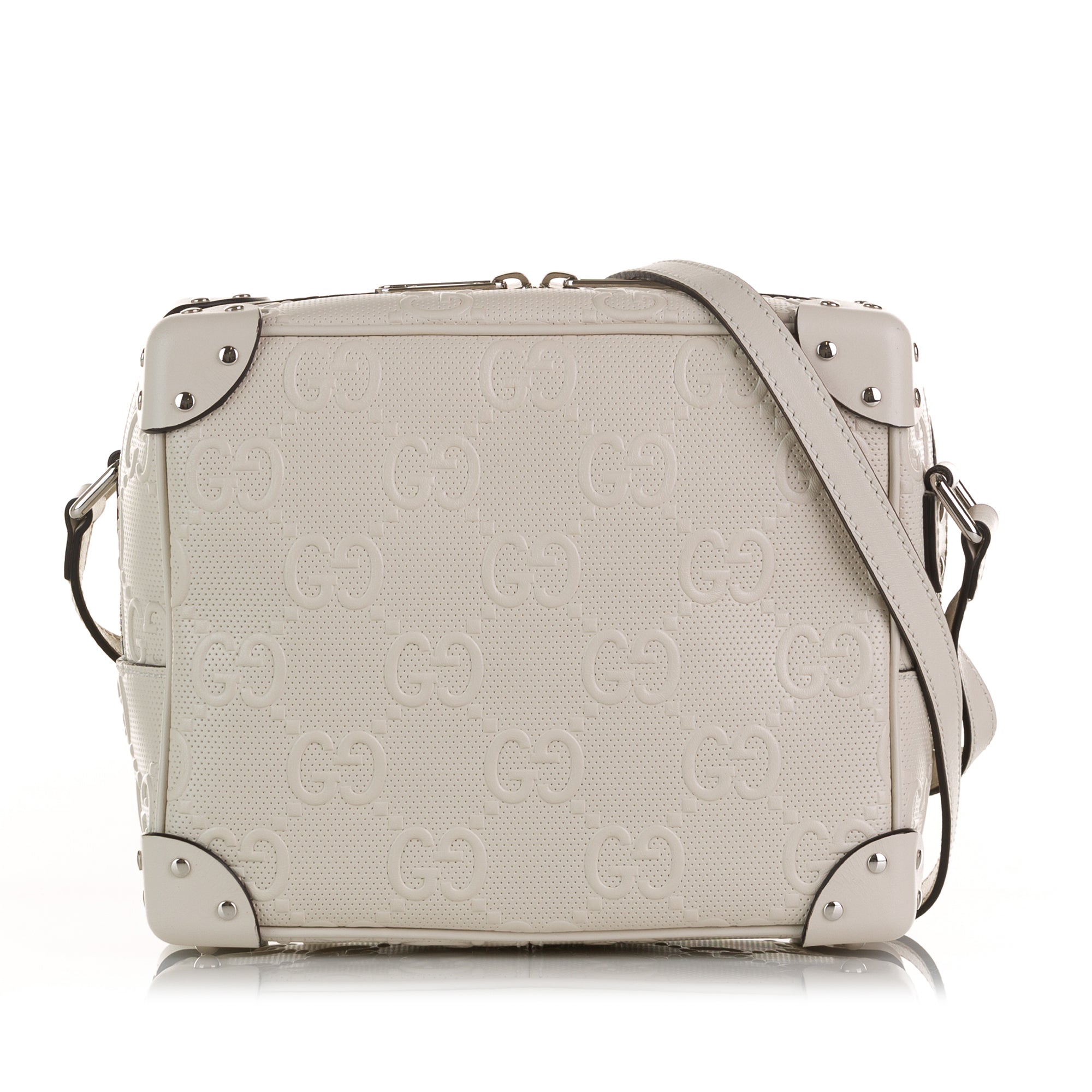 Gucci Square Bag White Perforated GG Embossed Leather
