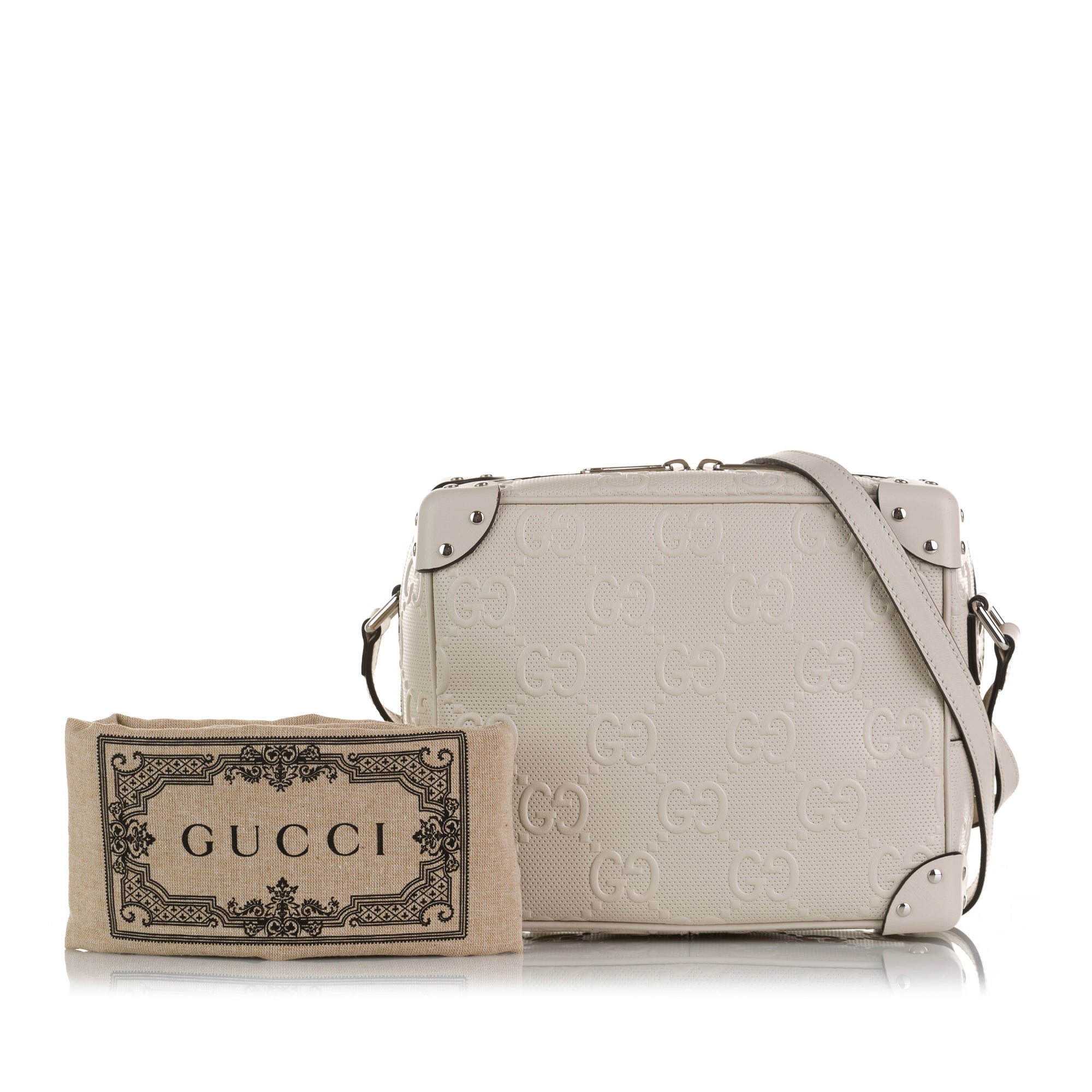 Gucci Square Bag White Perforated GG Embossed Leather