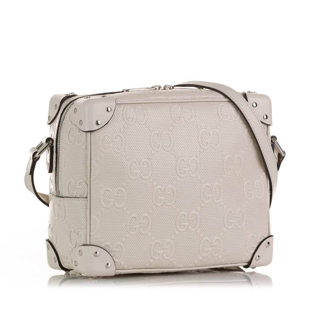 Gucci Square Bag White Perforated GG Embossed Leather
