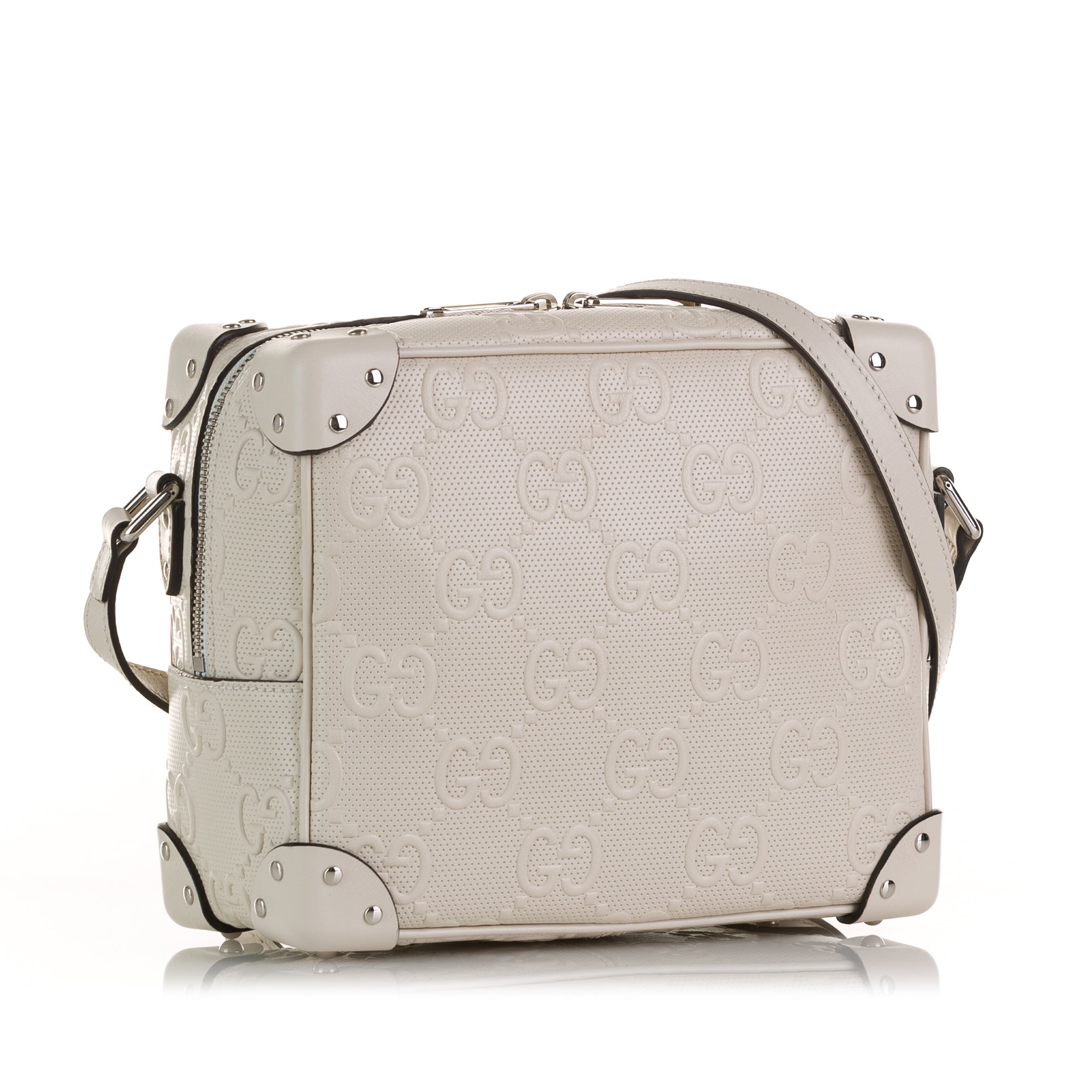 Gucci Square Bag White Perforated GG Embossed Leather
