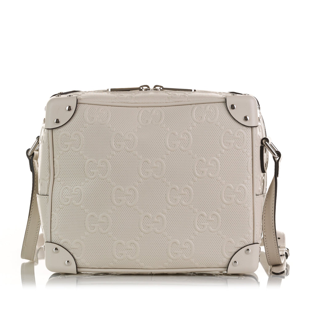 Gucci Square Bag White Perforated GG Embossed Leather