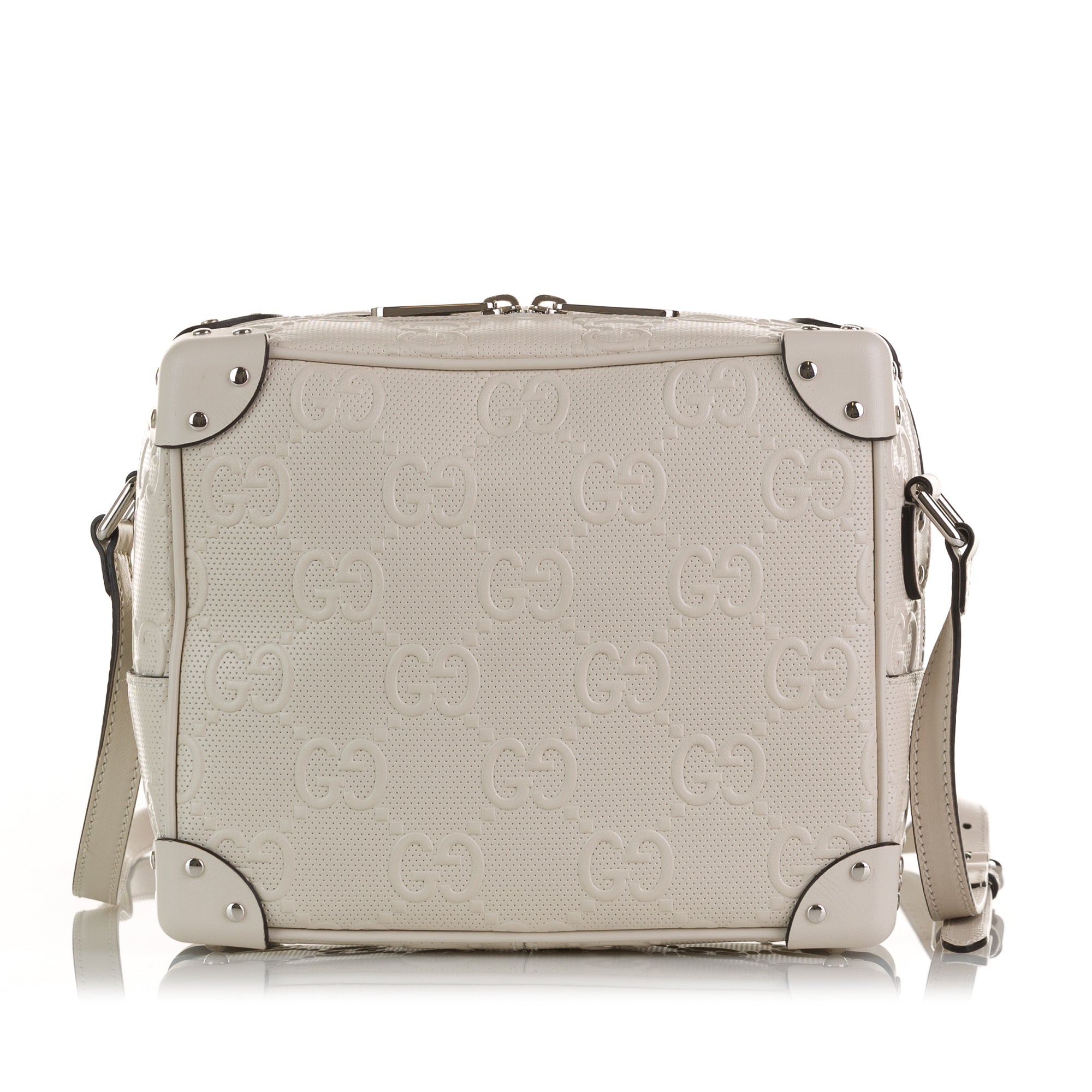 Gucci Square Bag White Perforated GG Embossed Leather