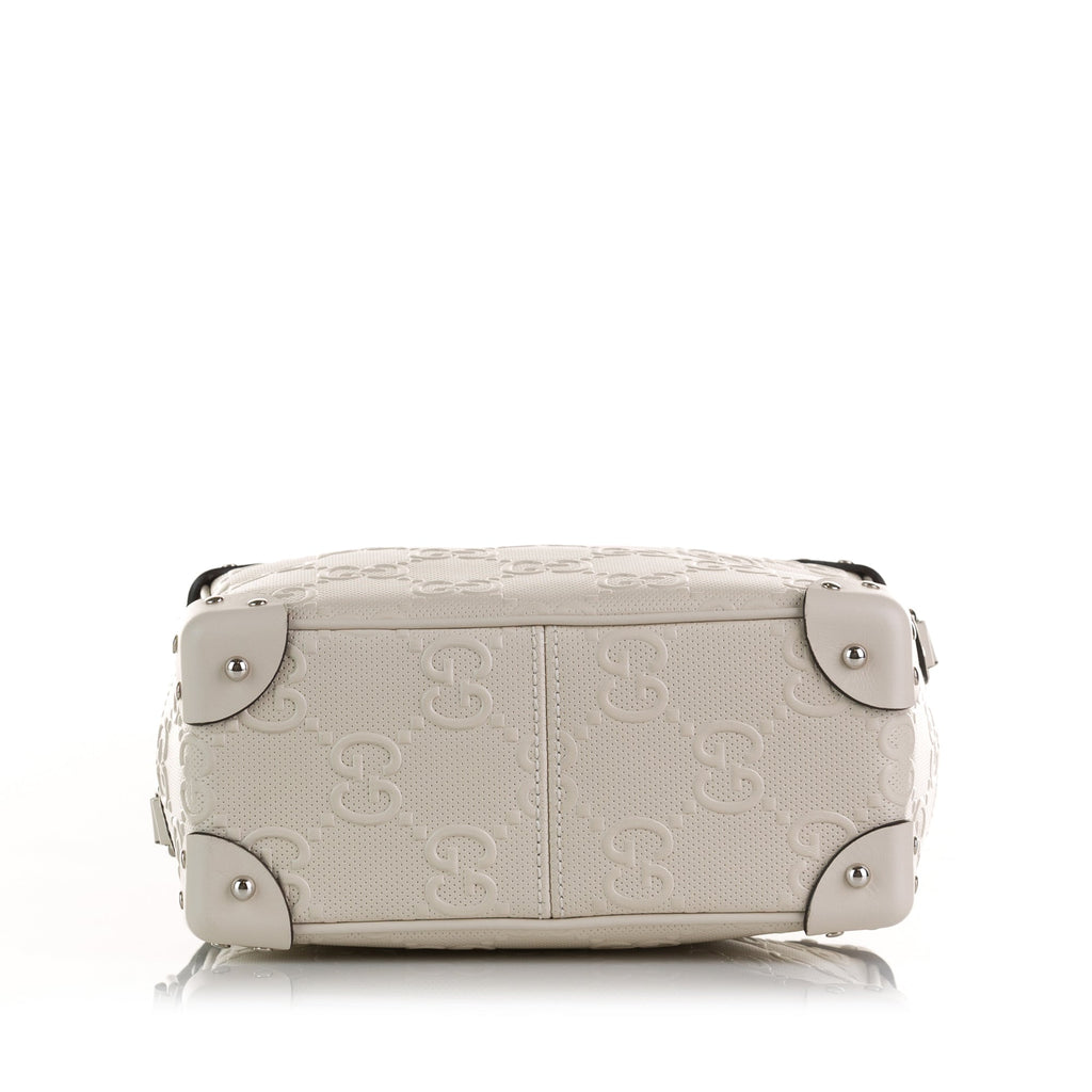 Gucci Square Bag White Perforated GG Embossed Leather