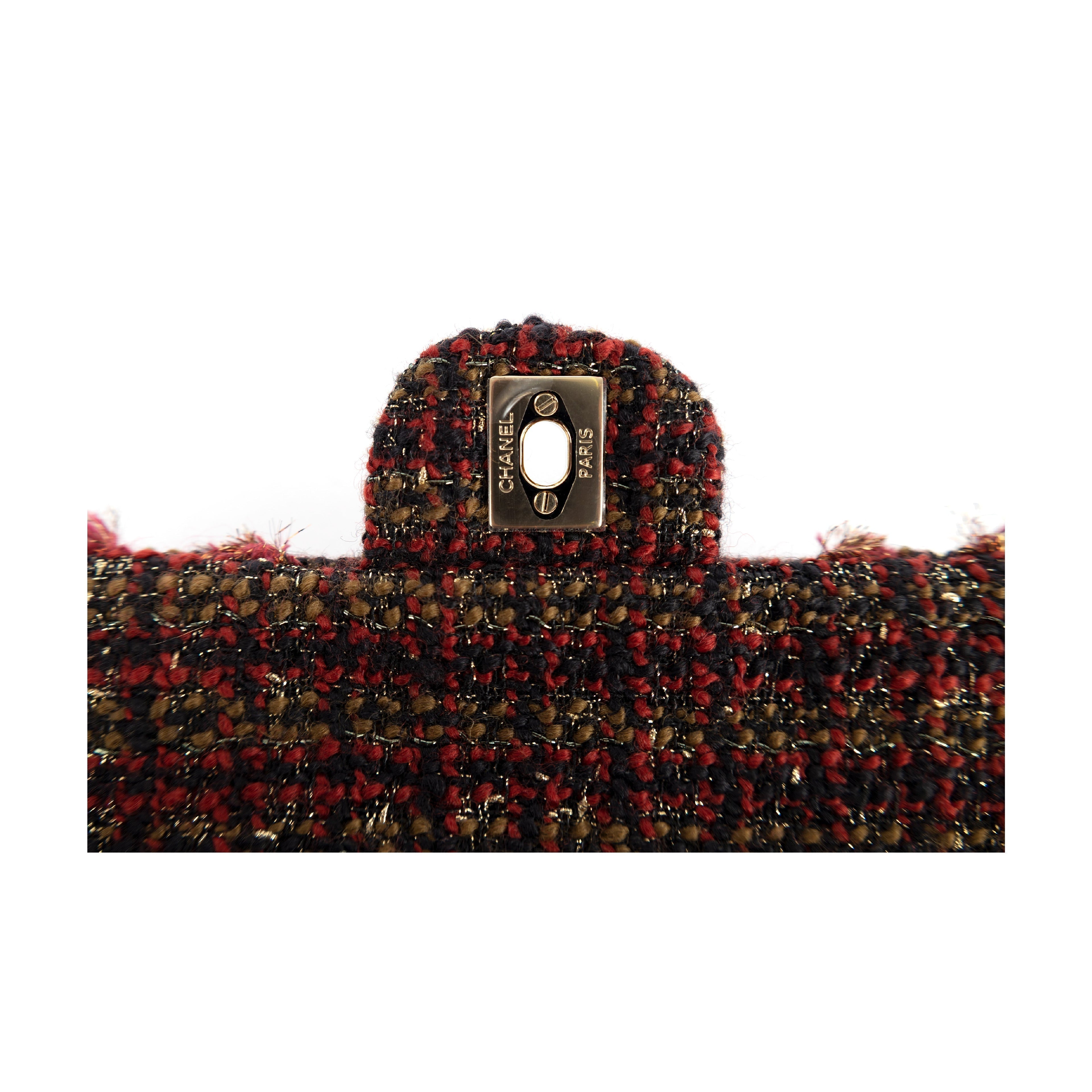 CHANEL Chanel Red Tweed Flap Bag