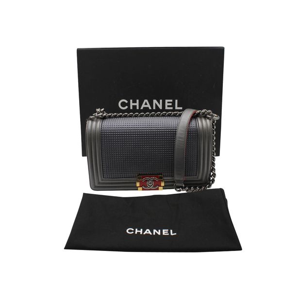CHANEL Dark Grey/Silver Boy Bag Cruise Collection 2014