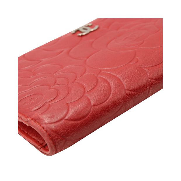 CHANEL Red Camelia Wallet