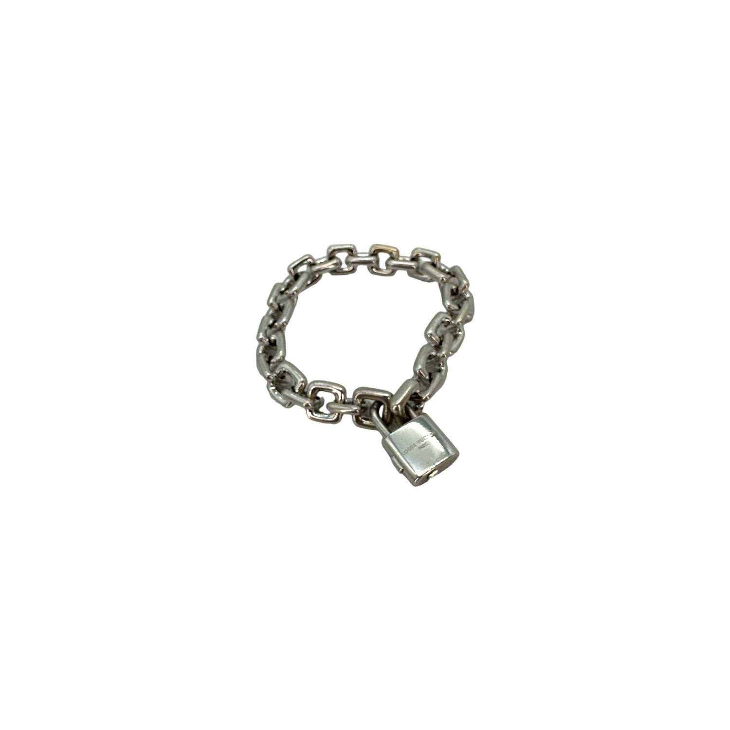 Louis Vuitton 18K White Gold Padlock & Square Link Bracelet