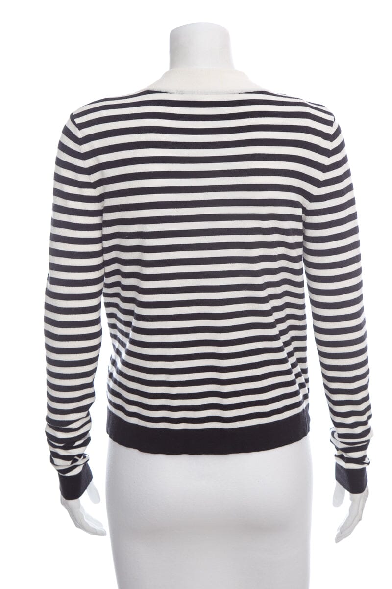 Chanel Black & White Stripe Open Cardigan SZ 36