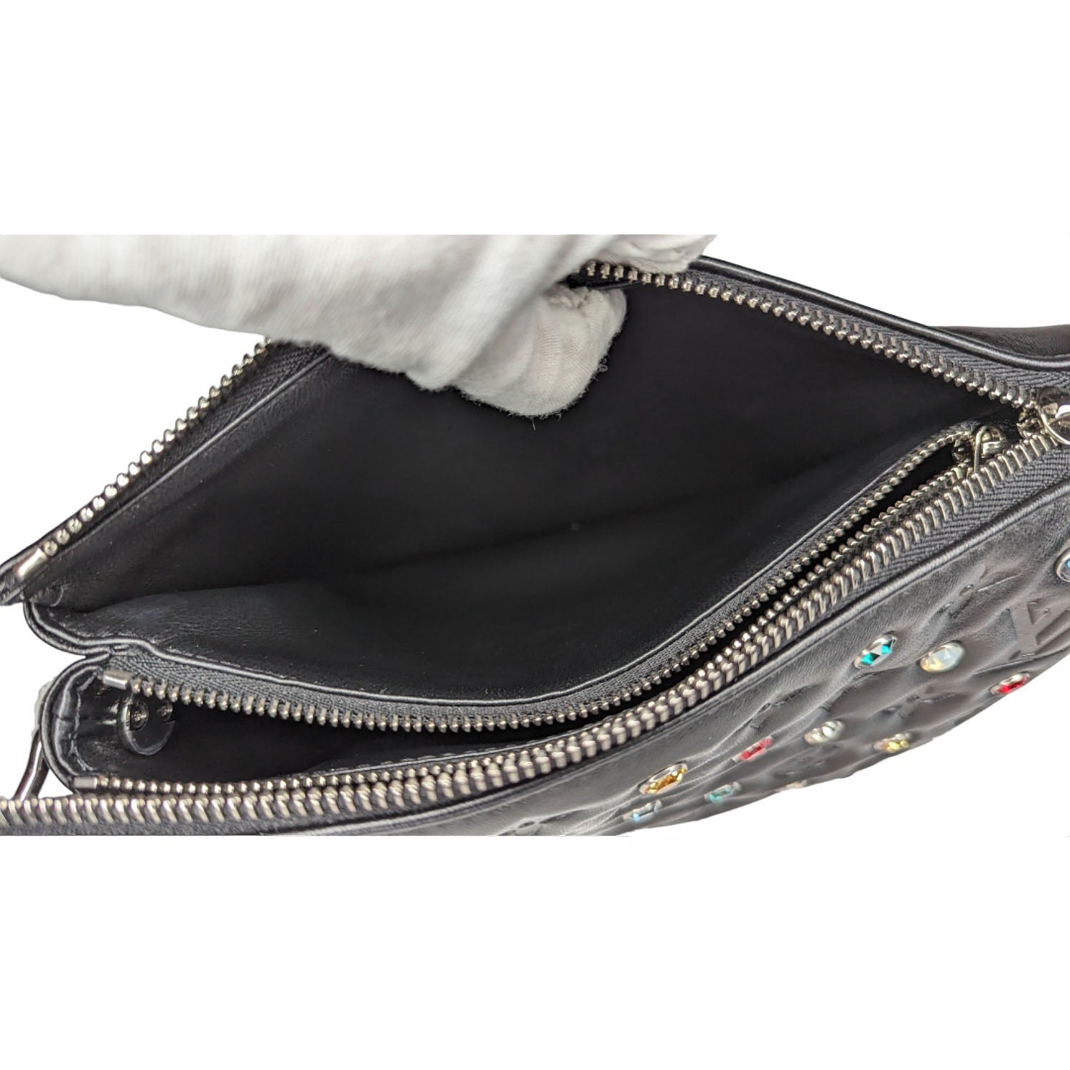 Louis Vuitton Monogram Embossed Crystal Embellished Coussin BB Bag