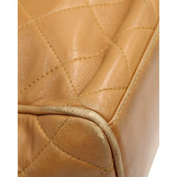 CHANEL Vintage Tan Quilted Shoulder Bag
