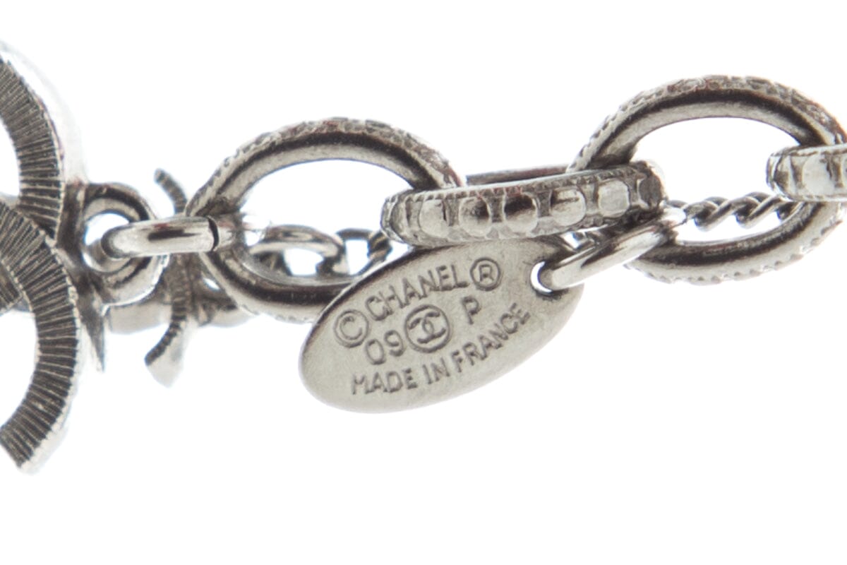 Chanel Pre-Fall 2009 Silver & Black Mutli Strand CC Logo Chain Bracelet