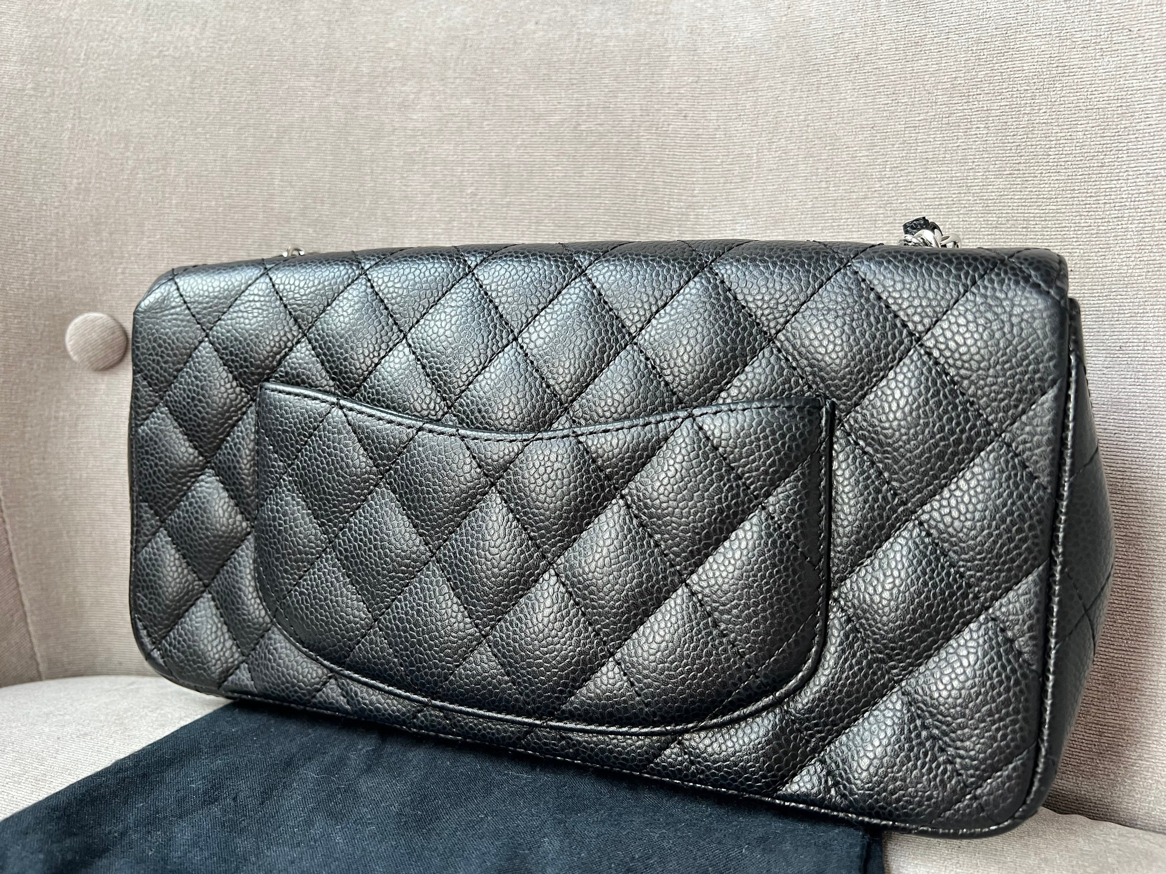 Chanel East West Flap in Black Caviar Silver Hardware