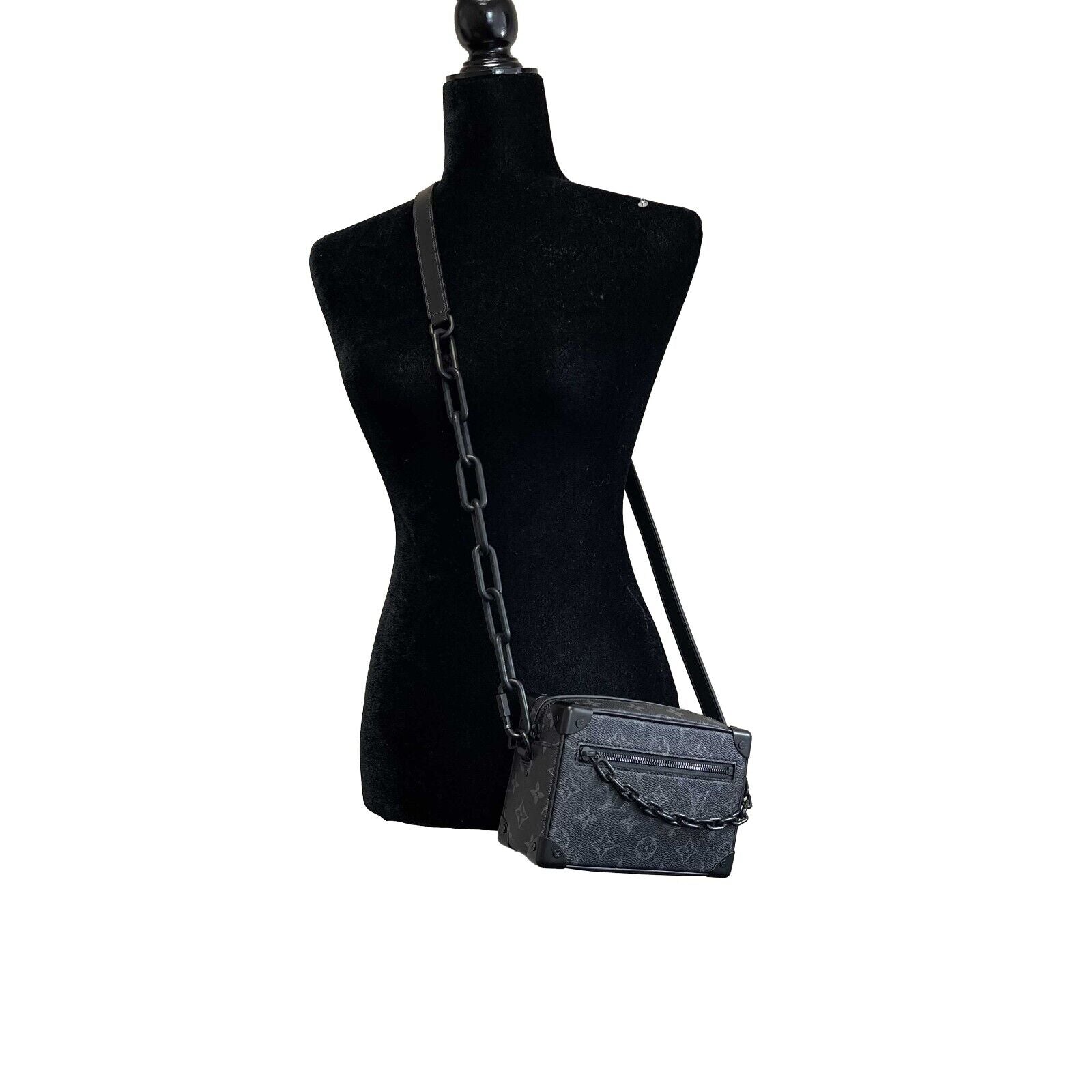 LOUIS VUITTON Excellent Mini Soft Trunk Monogram Eclipse Black Handbag