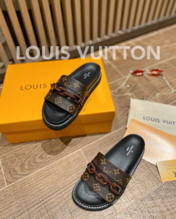 louis vuitton Sunset Flat Comfort Mule Black/Brown For Women LV