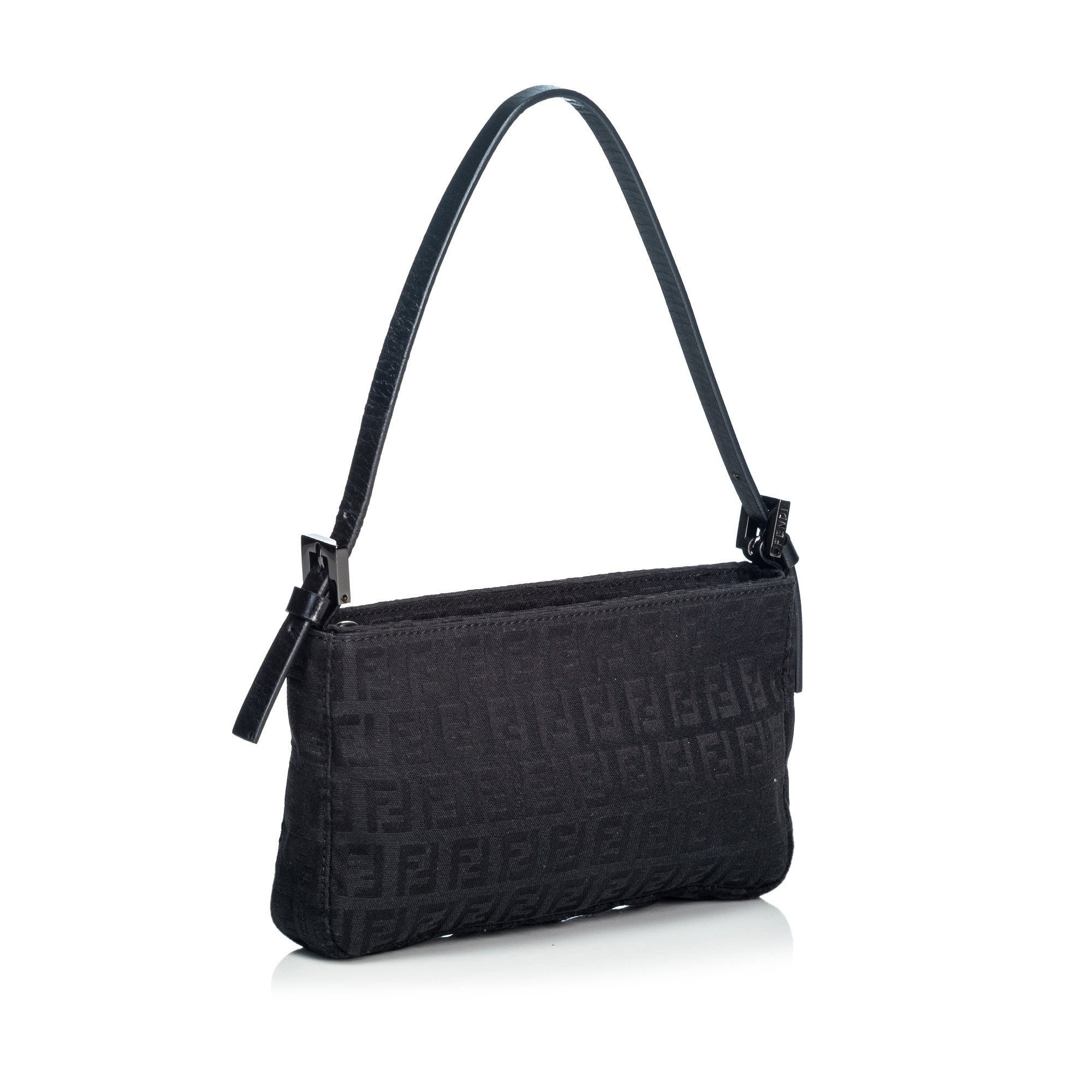 Pre-Loved Fendi Black Canvas Fabric Zucchino Baguette ITALY