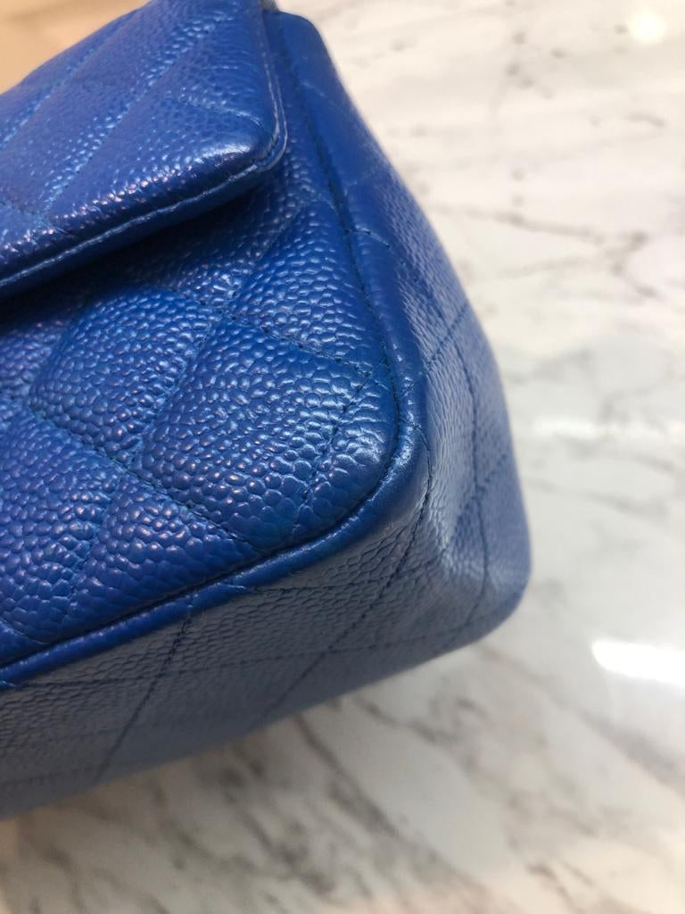 Chanel Caviar Blue Quilted Classic Flap Mini SHW