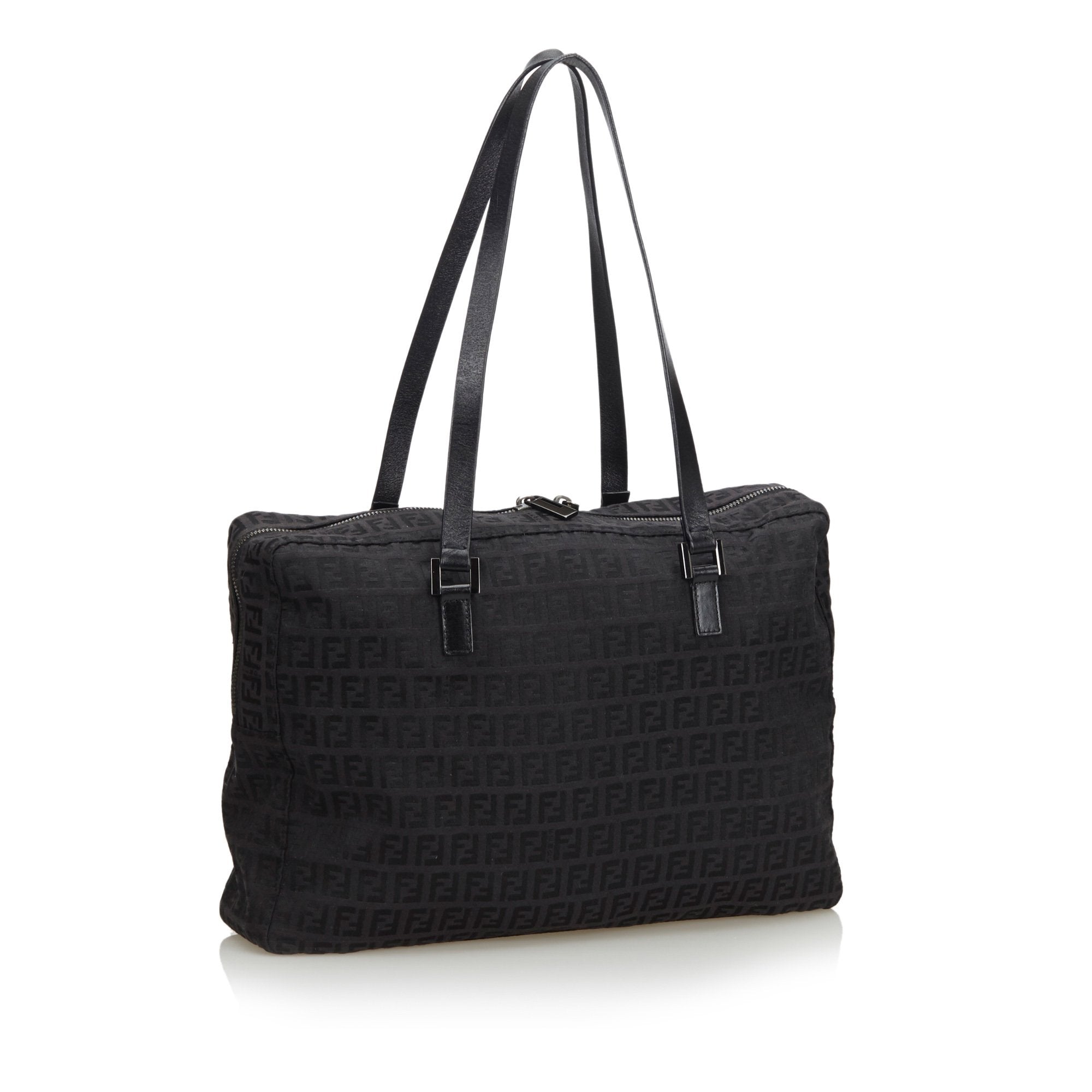 Pre-Loved Fendi Black Canvas Fabric Zucchino Shoulder Bag Italy