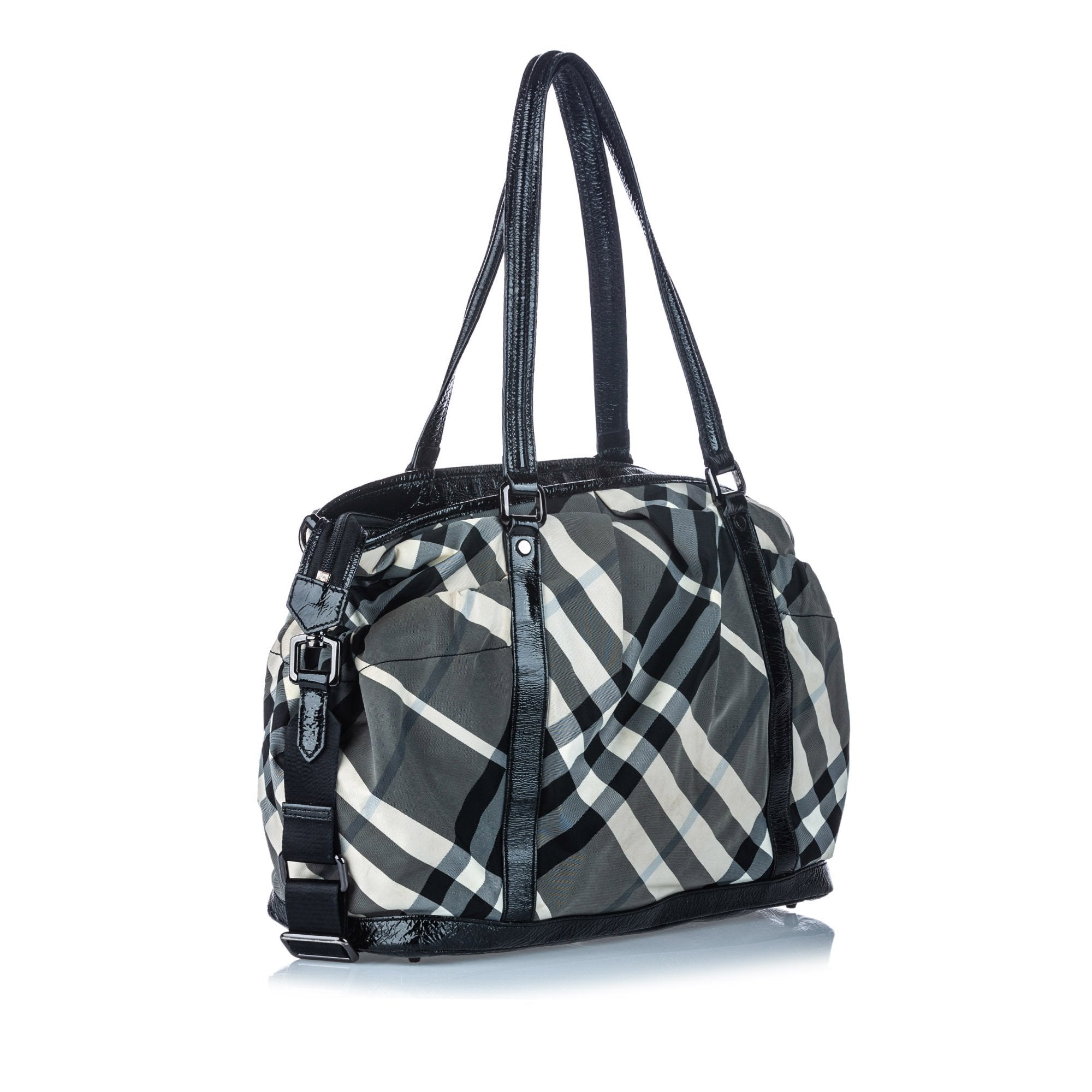 Pre-Loved Burberry Black Nylon Fabric Beat Check Satchel United Kingdom
