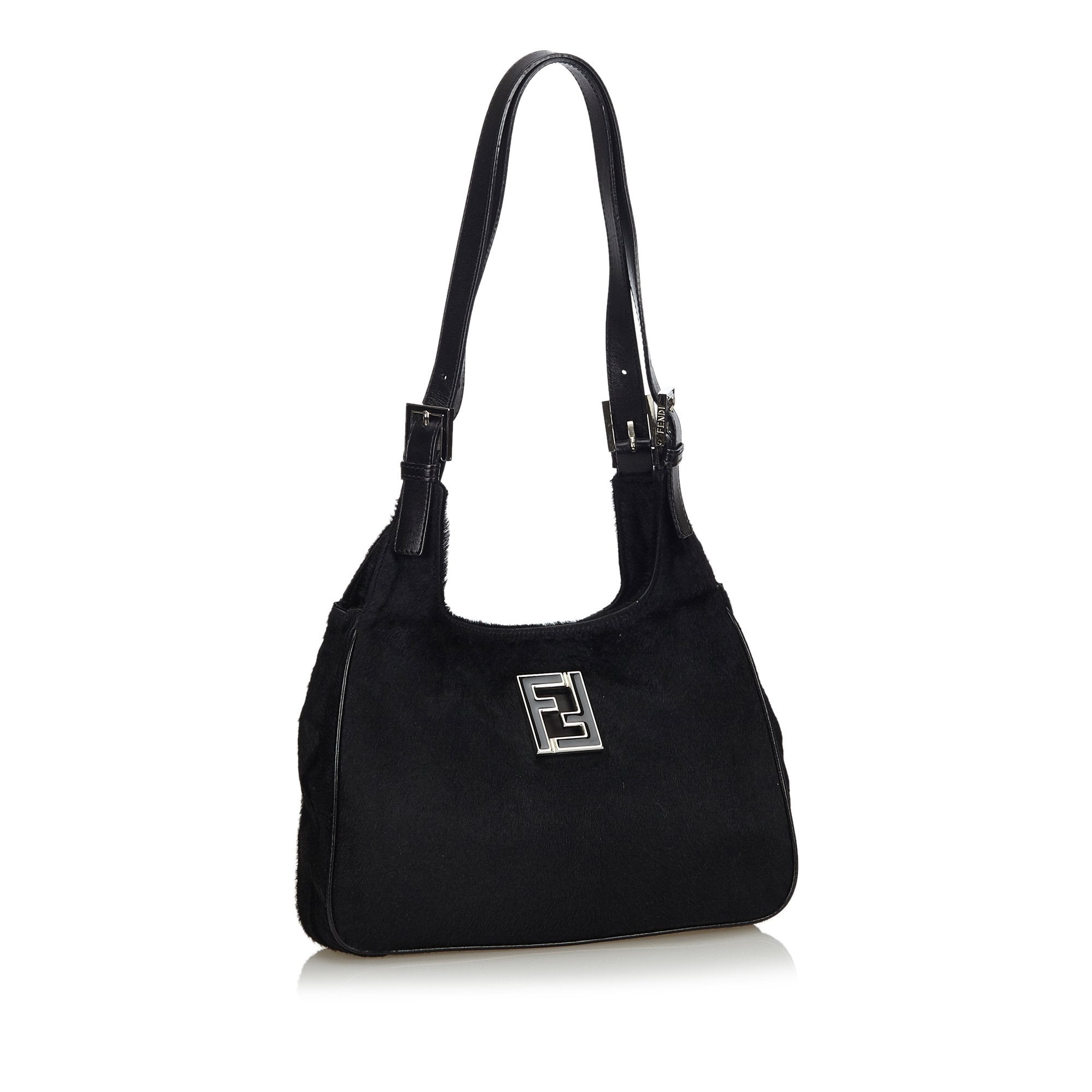 Pre-Loved Fendi Black Pony Hair Natural Material Shoulder Bag Italy