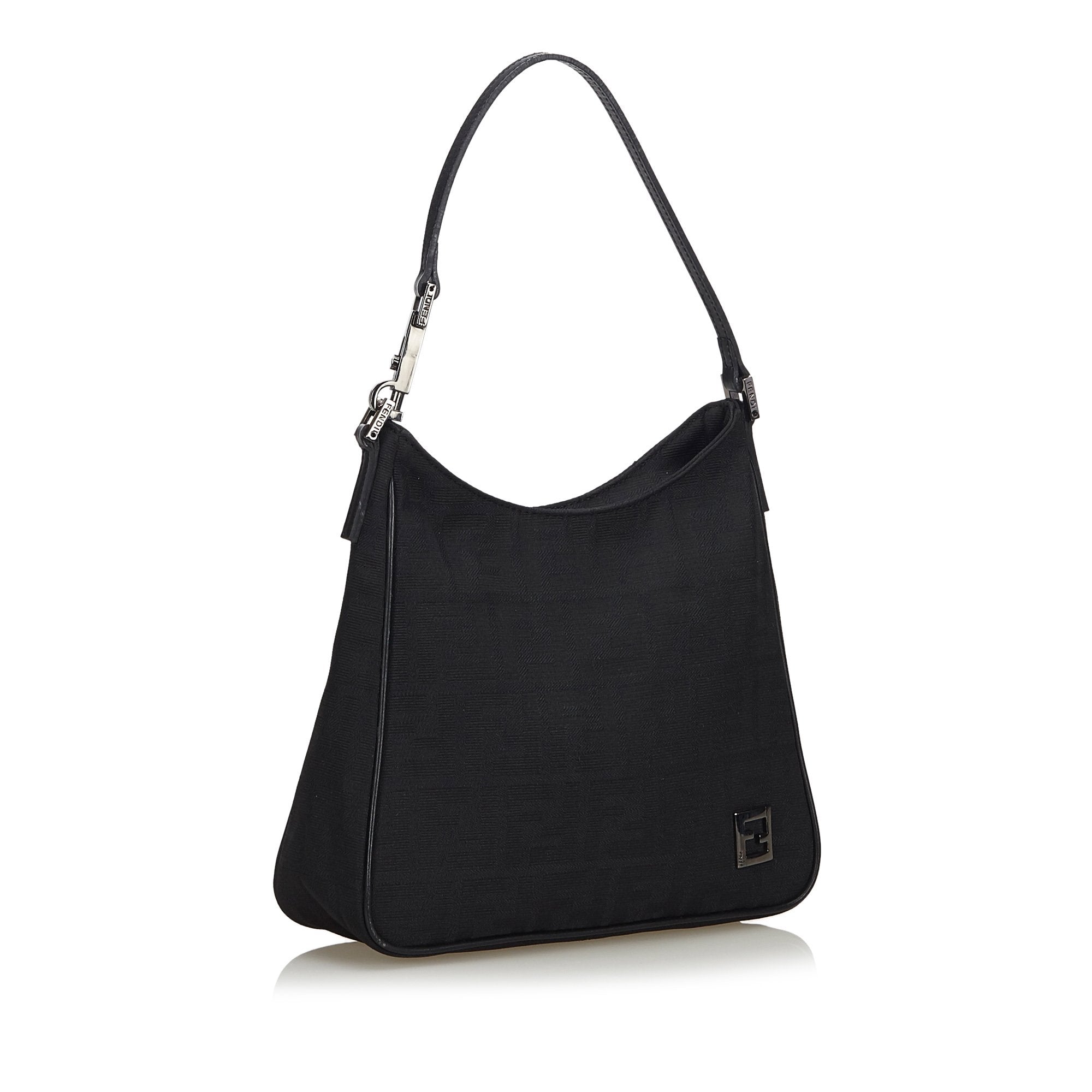 Pre-Loved Fendi Black Canvas Fabric Zucca Shoulder Bag Italy