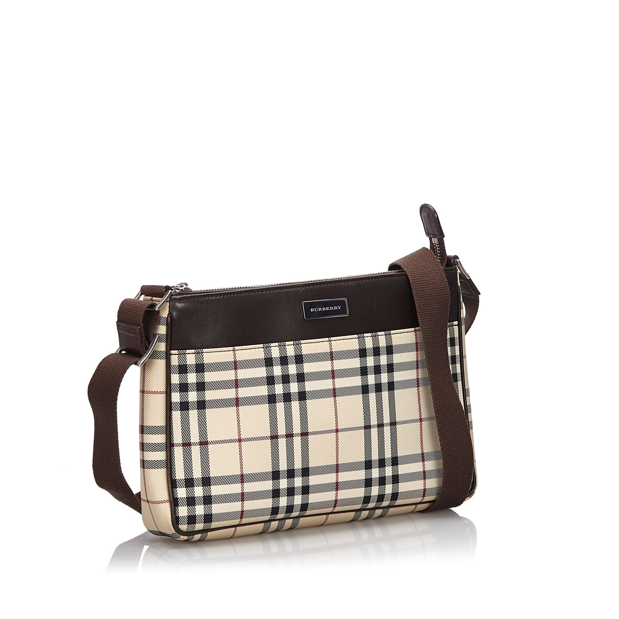 Pre-Loved Burberry Brown House Check Canvas Crossbody Bag United Kingdom